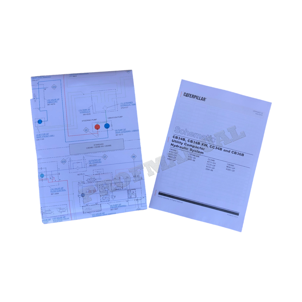 Manual de servicio esquemático hidráulico del compactador Caterpillar CAT CB34B CB34B XW