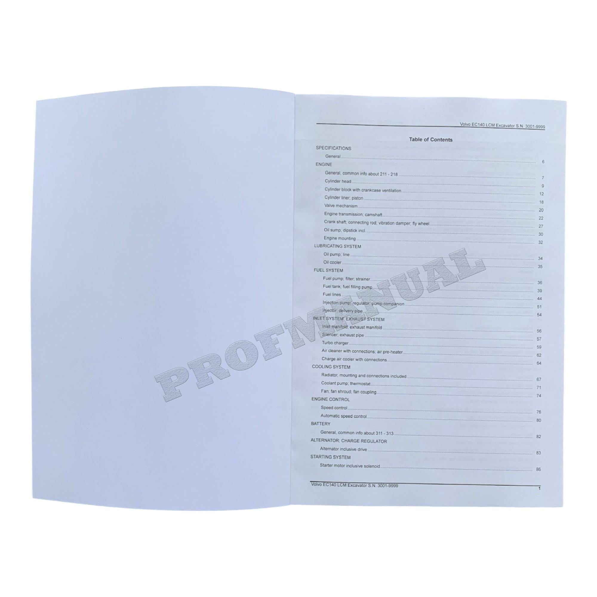 VOLVO EC140 LCM EXCAVATOR Parts Catalog Hard Copy Manual