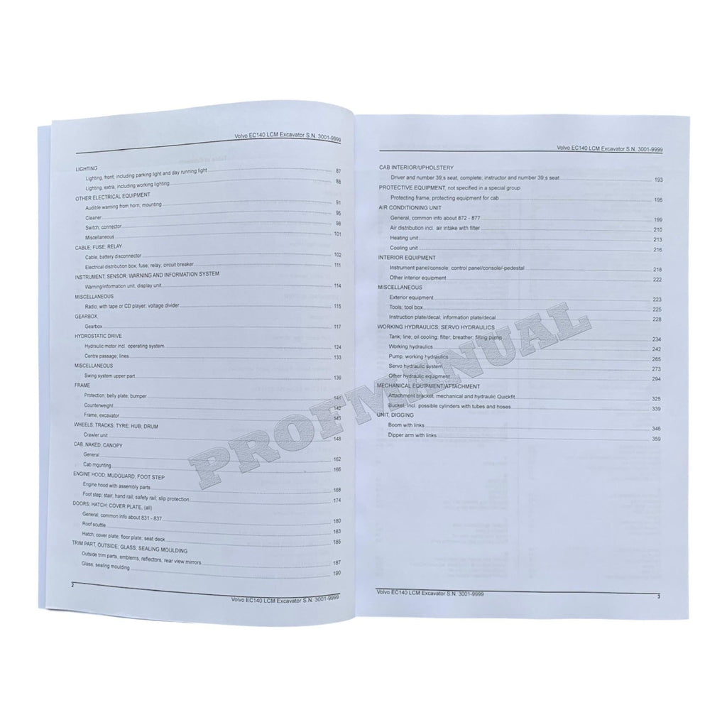 VOLVO EC140 LCM EXCAVATOR Parts Catalog Hard Copy Manual