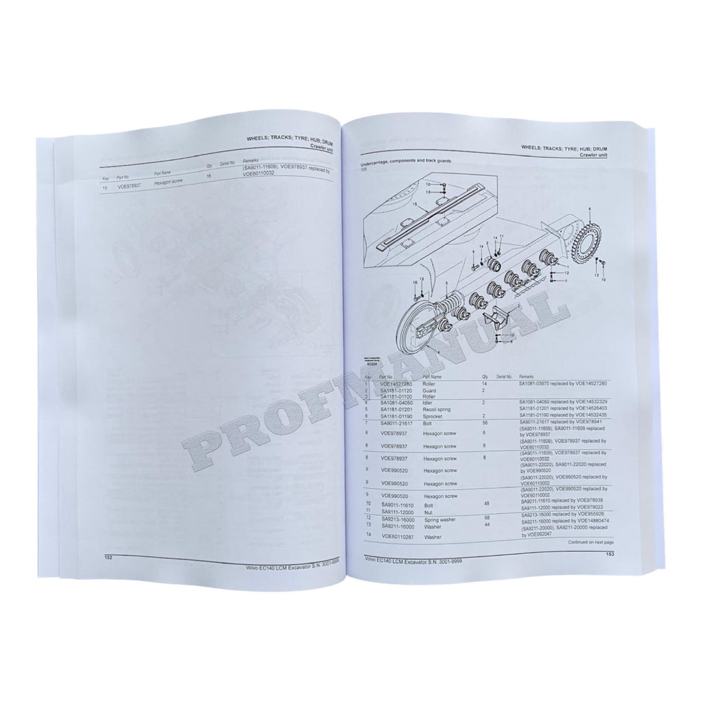 VOLVO EC140 LCM EXCAVATOR Parts Catalog Hard Copy Manual