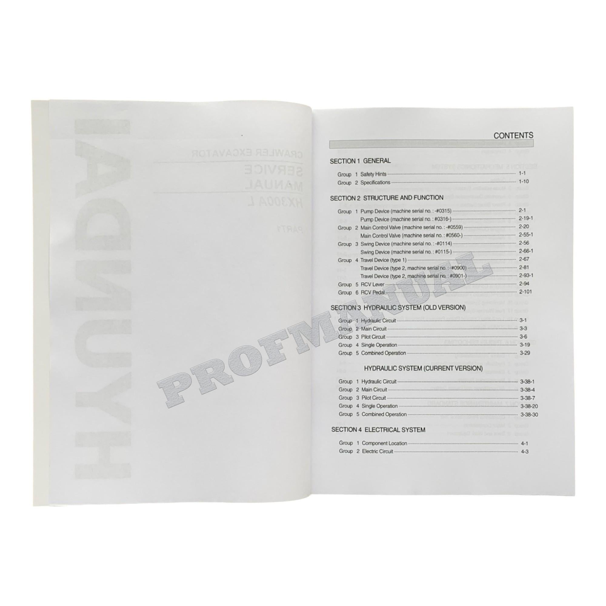 Hyundai HX300A L CRAWLER EXCAVATOR Hardcover Repair Service Manual