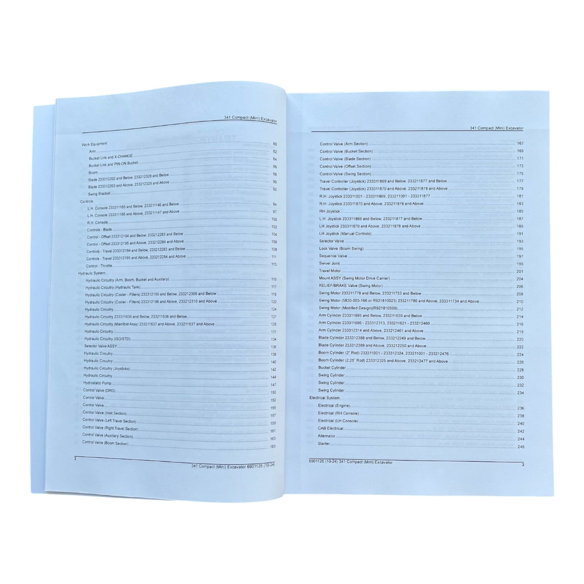 Bobcat 341 Excavator Parts Catalog Manual 233211001- 233311001- 234911001-