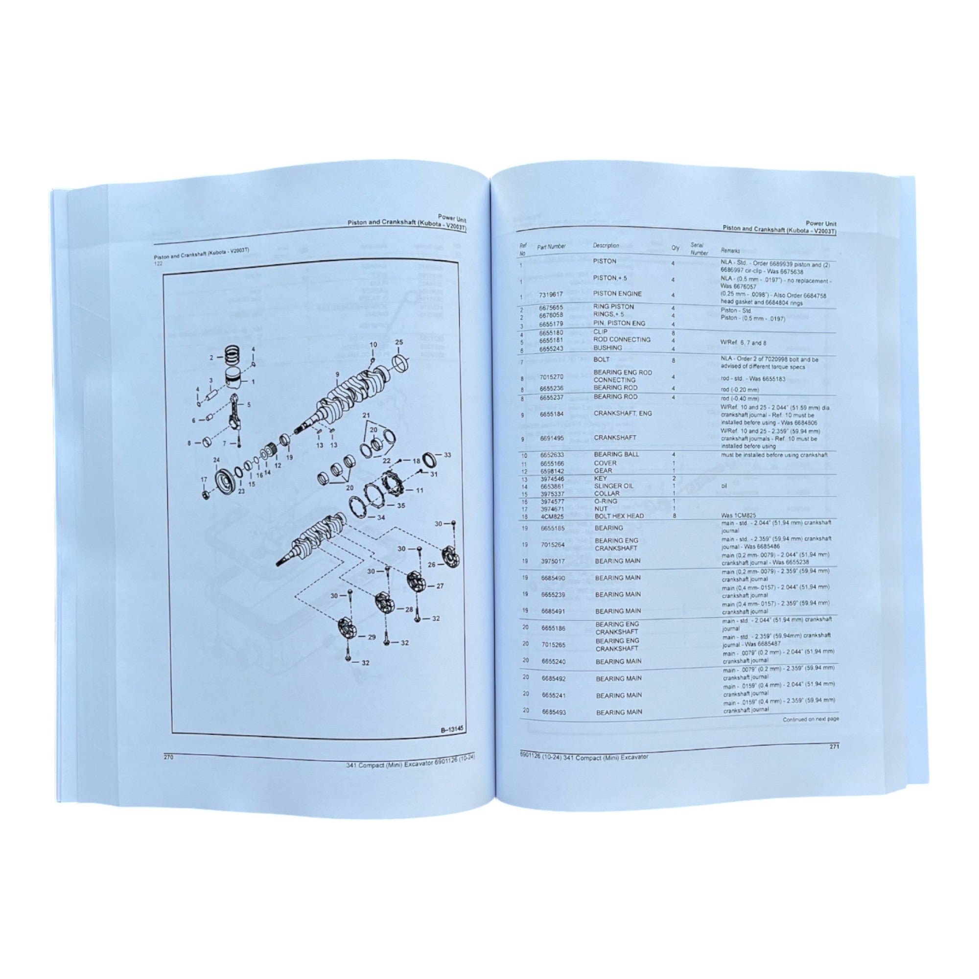 Bobcat 341 Excavator Parts Catalog Manual 233211001- 233311001- 234911001-