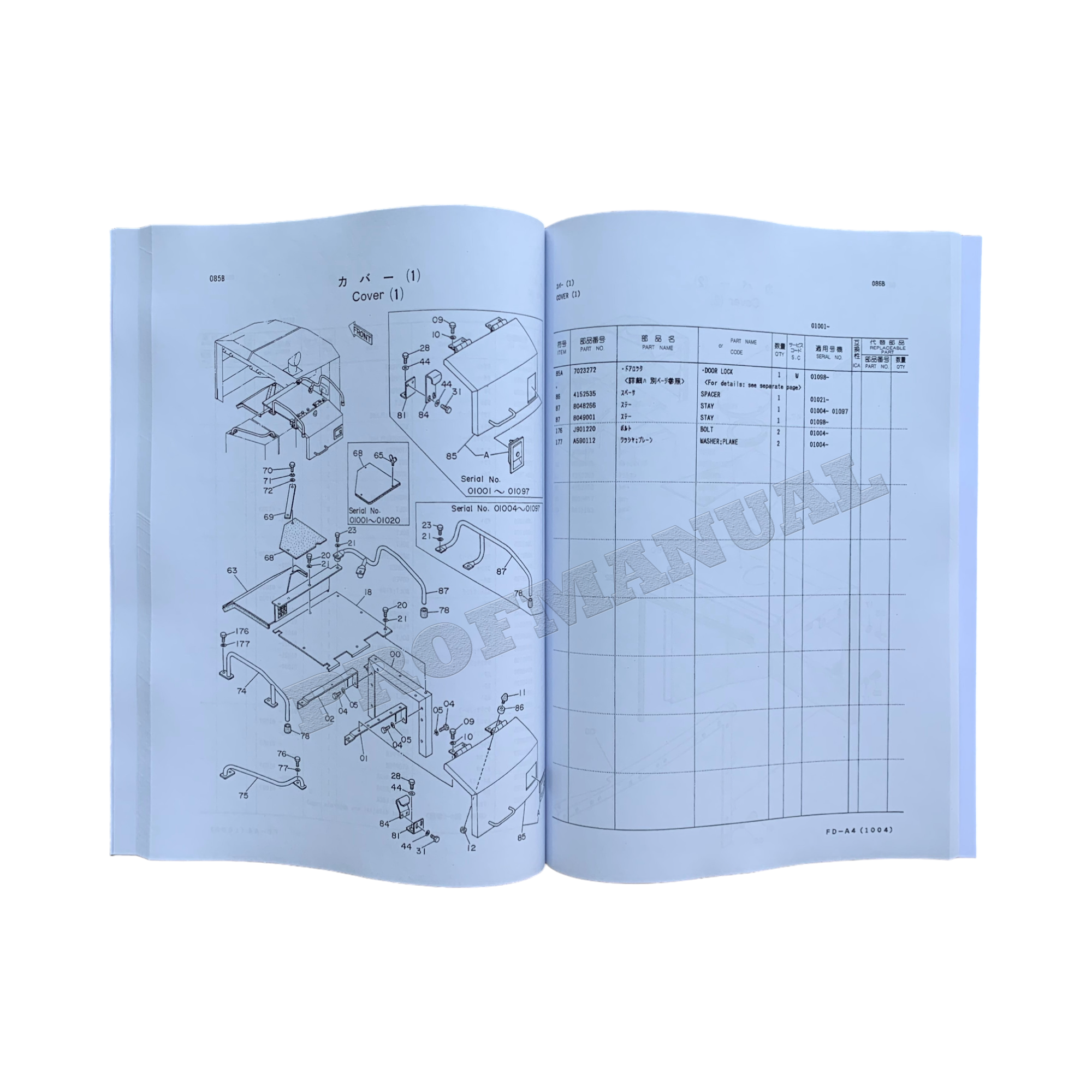 Hitachi EX60URG excavator parts catalog manual