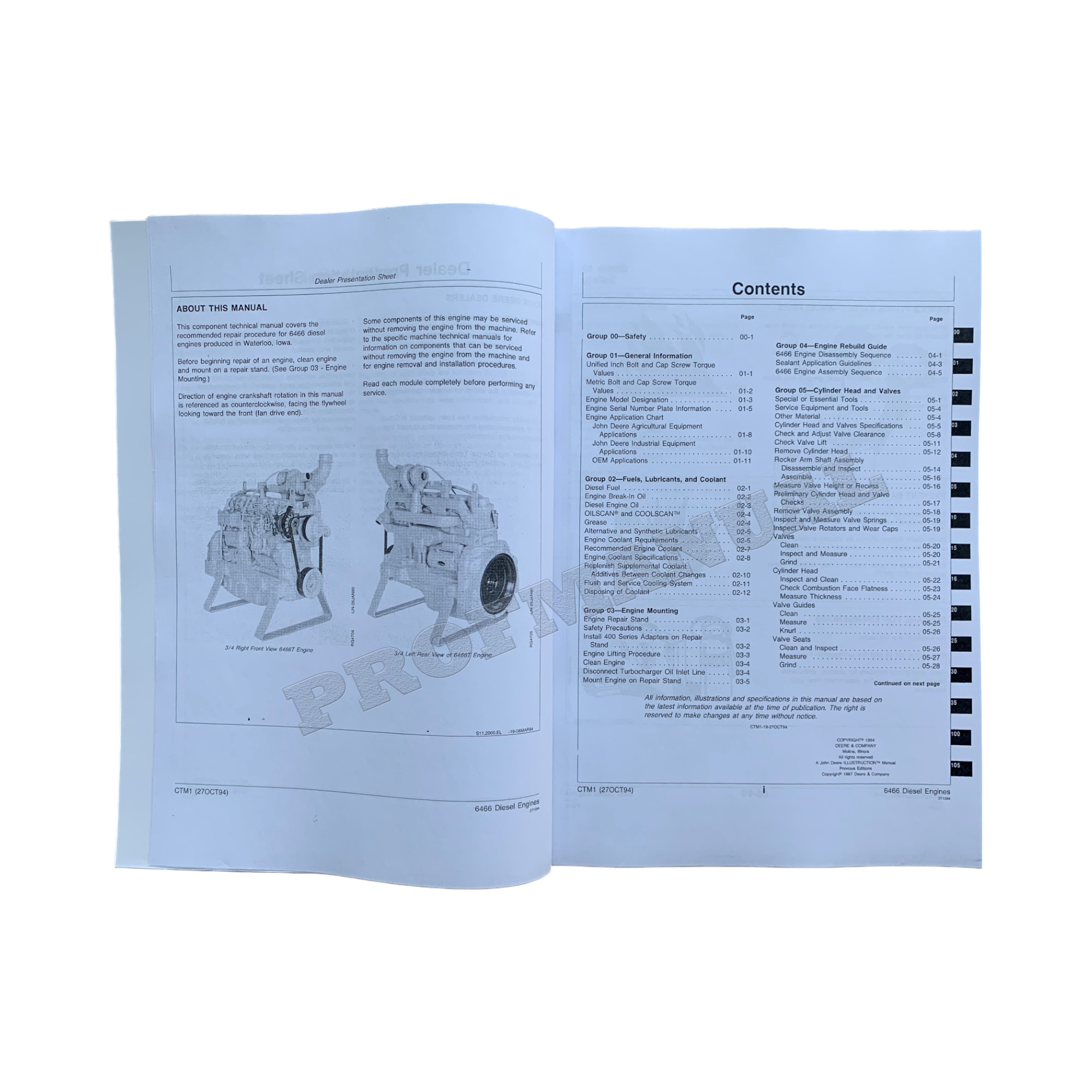 John Deere SERIES 400 6466 Engine REPAIR SERVICE TECHNICAL MANUAL CTM1