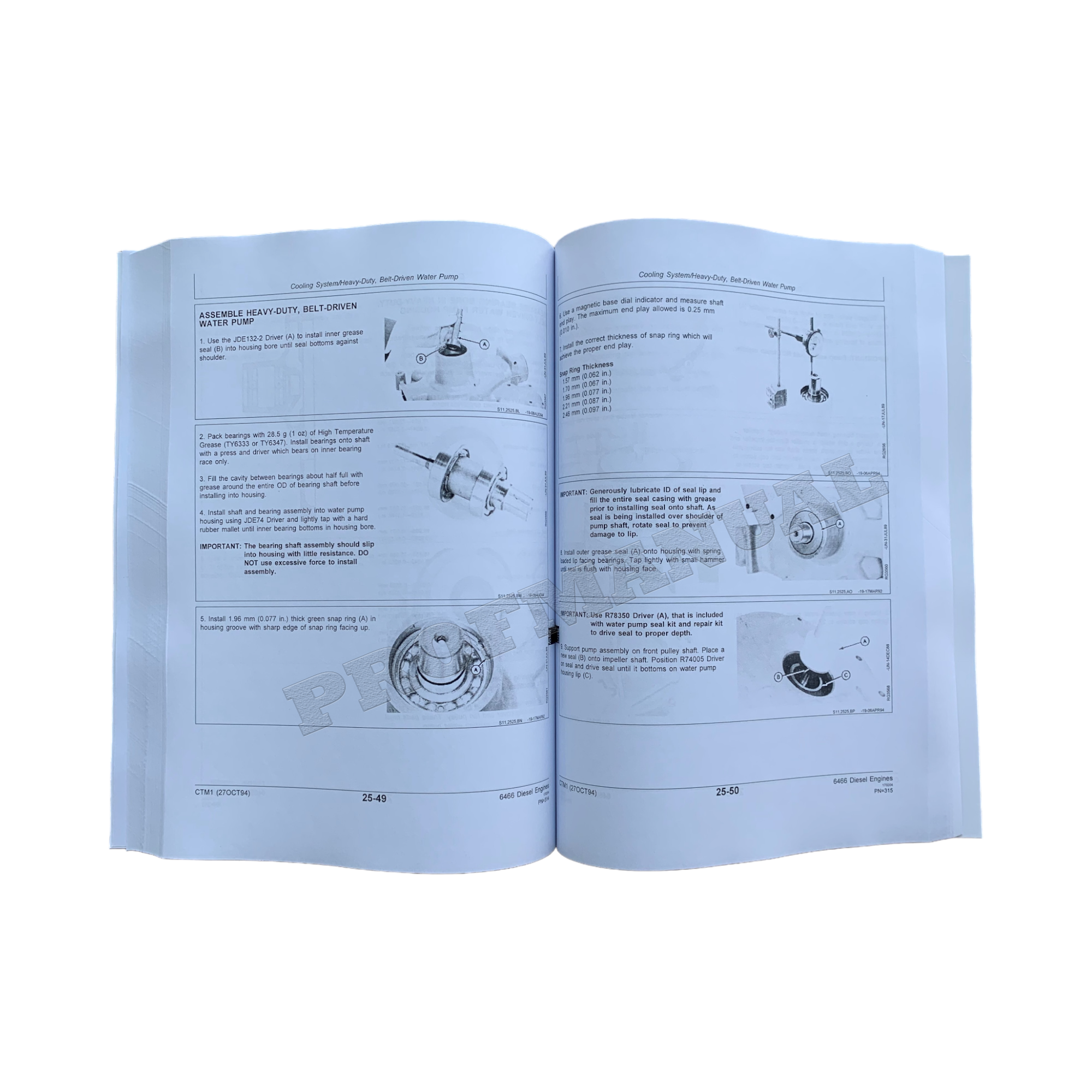 John Deere SERIES 400 6466 Engine REPAIR SERVICE TECHNICAL MANUAL CTM1