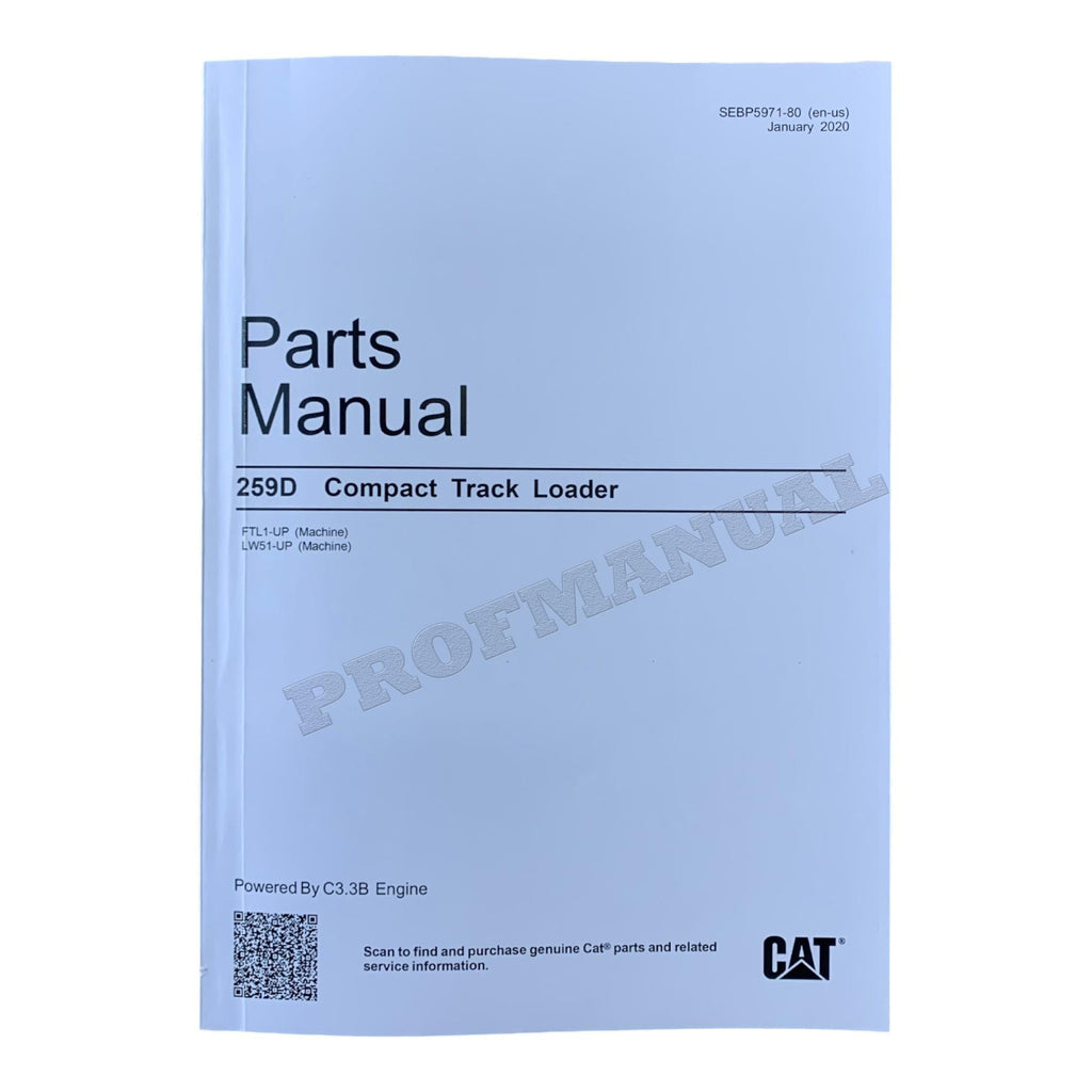 Caterpillar Cat 259D Compact Track Loader Parts Catalog Manual SEBP5971