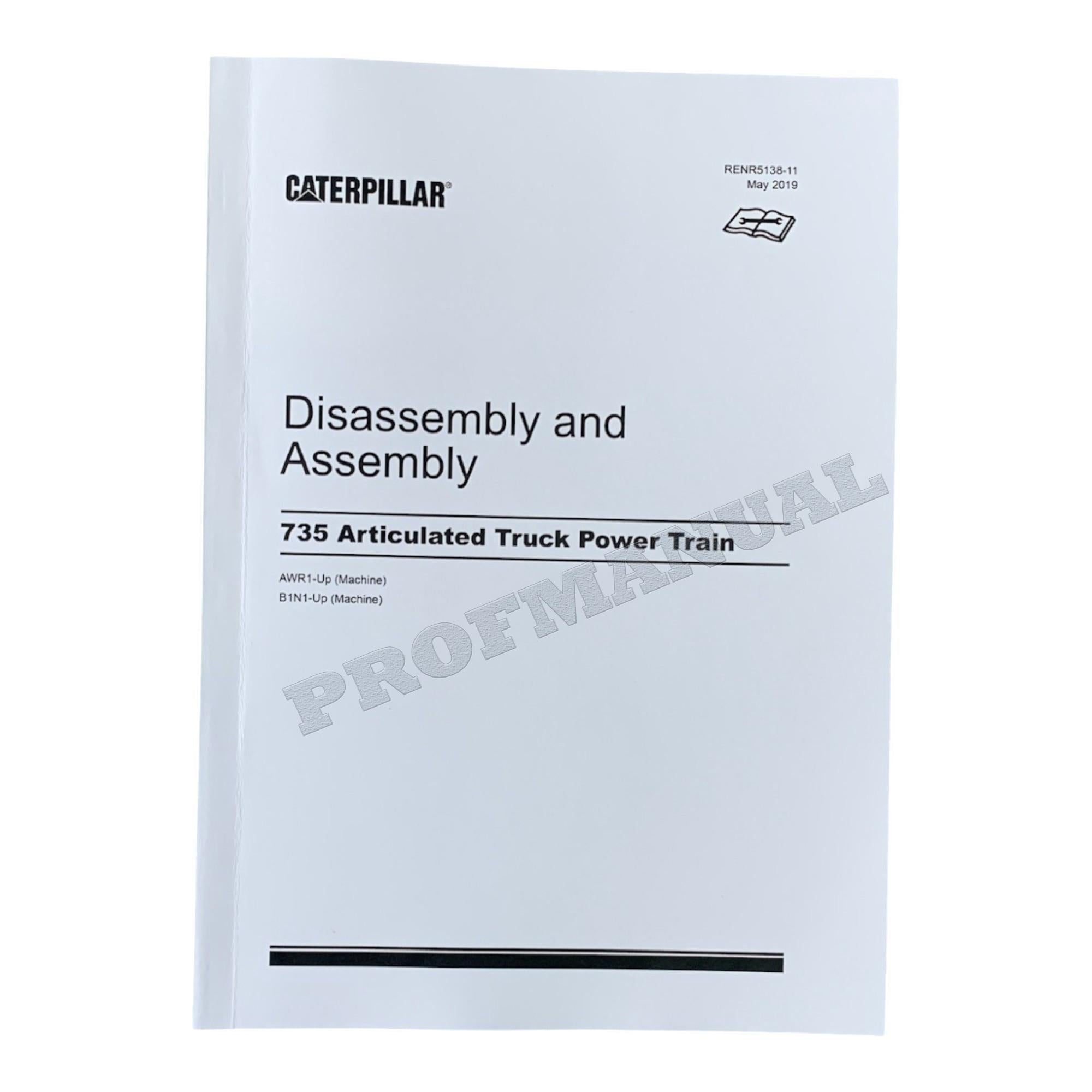 Manual de servicio de desmontaje y montaje del tren de potencia del camión articulado Caterpillar 735