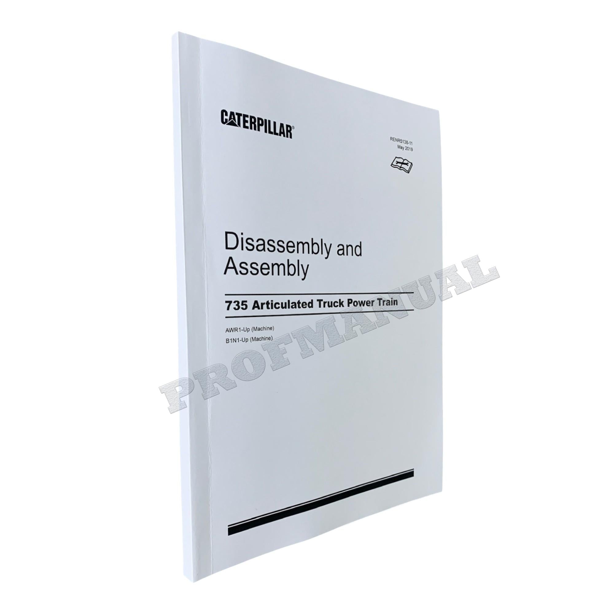 Manual de servicio de desmontaje y montaje del tren de potencia del camión articulado Caterpillar 735
