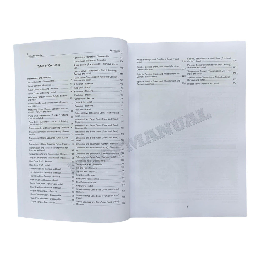 Manual de servicio de desmontaje y montaje del tren de potencia del camión articulado Caterpillar 735