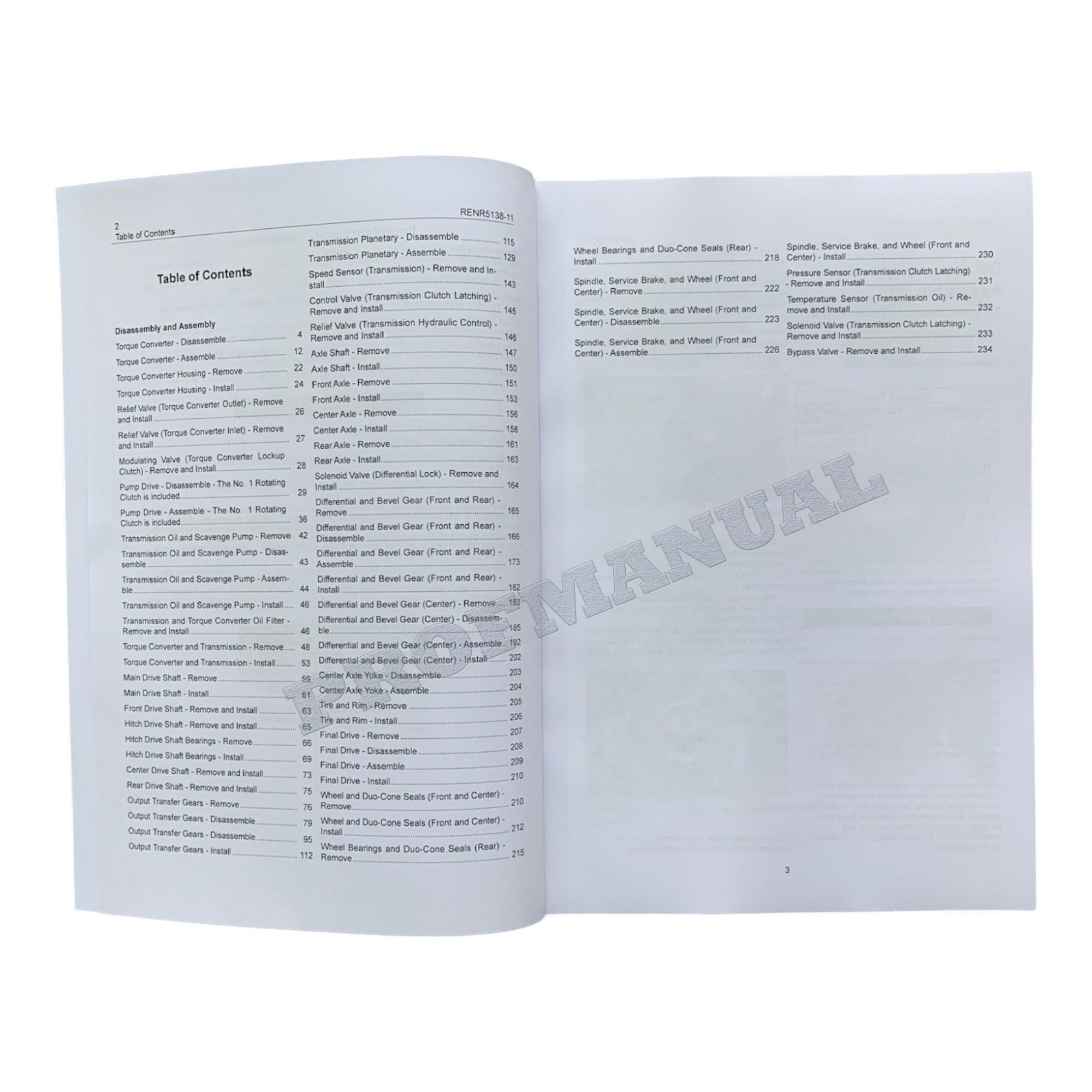 Manual de servicio de desmontaje y montaje del tren de potencia del camión articulado Caterpillar 735