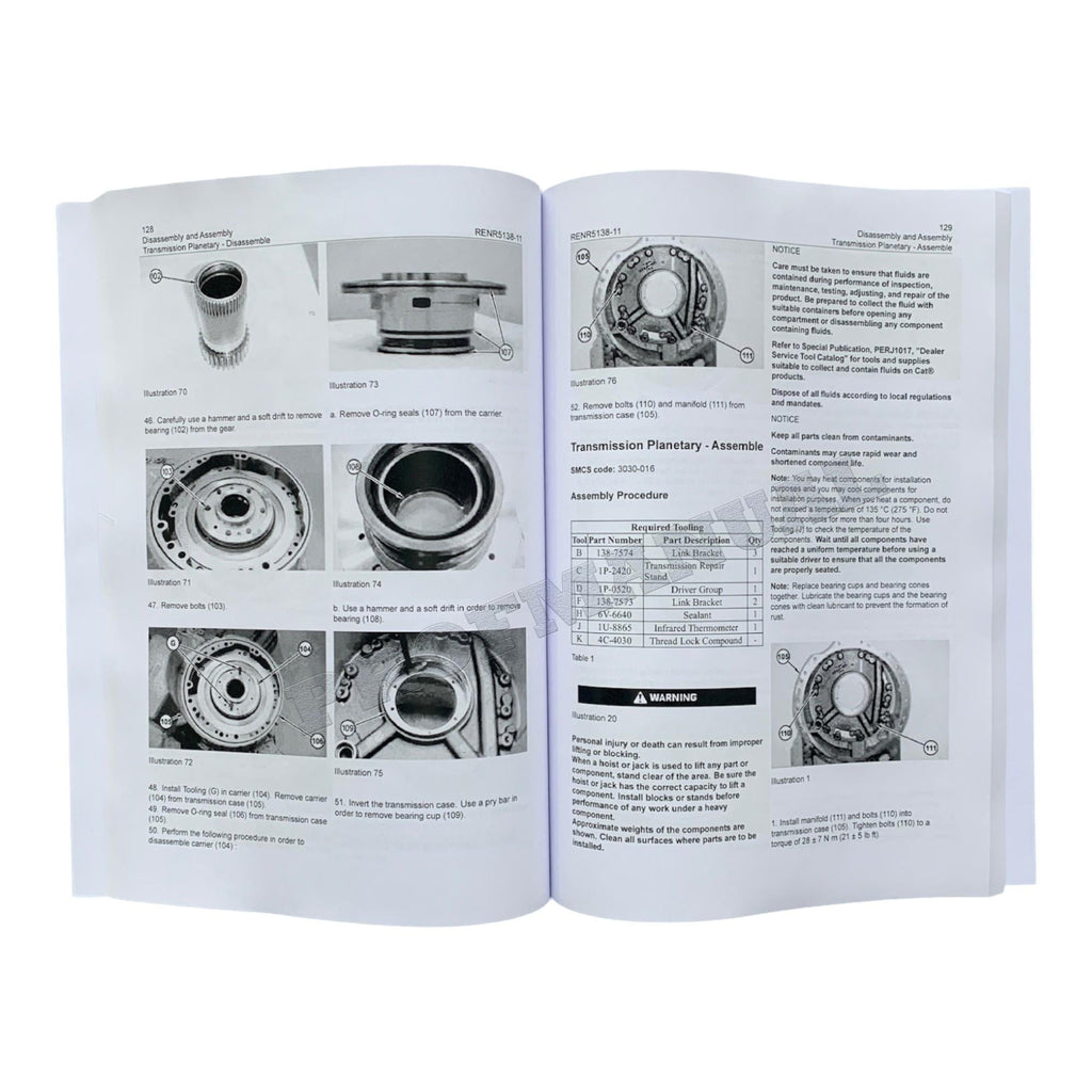 Manual de servicio de desmontaje y montaje del tren de potencia del camión articulado Caterpillar 735