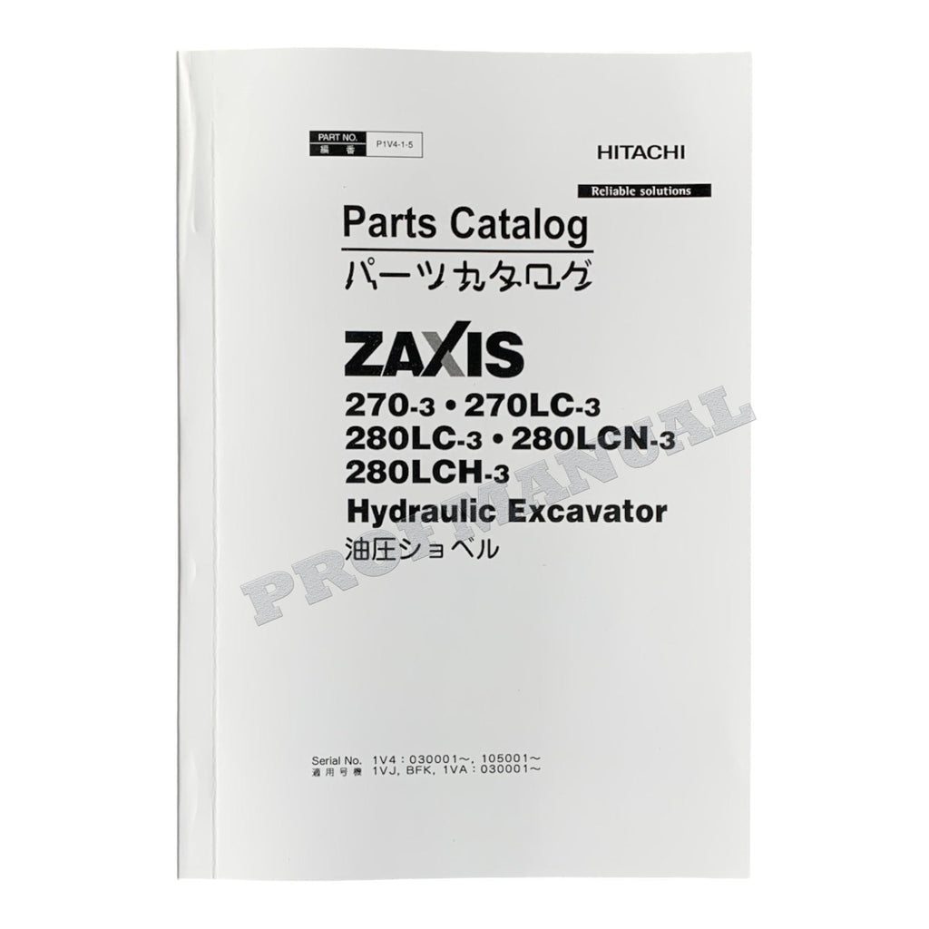HITACHI ZAXIS ZX270-3 ZX280LCH-3 Engine Excavator Parts catalog manual