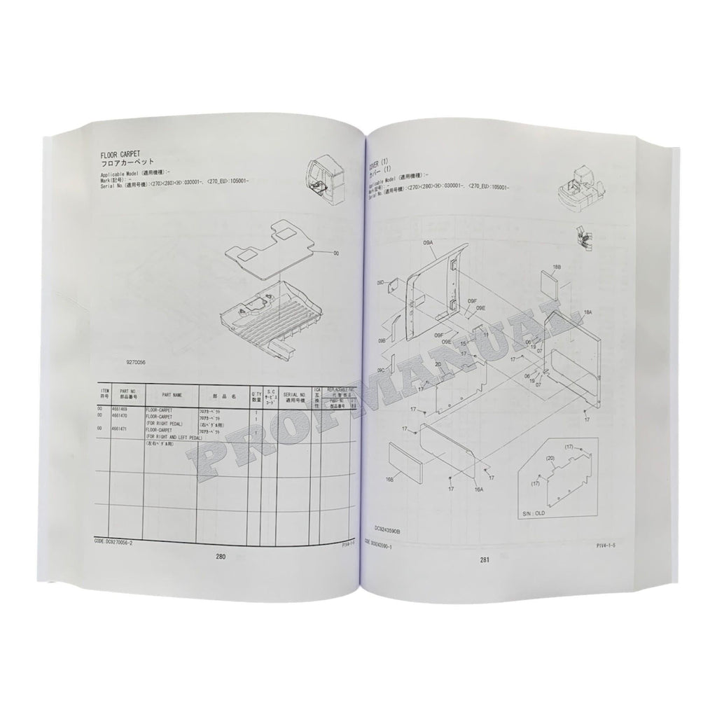 HITACHI ZAXIS ZX270-3 ZX280LCH-3 Engine Excavator Parts catalog manual