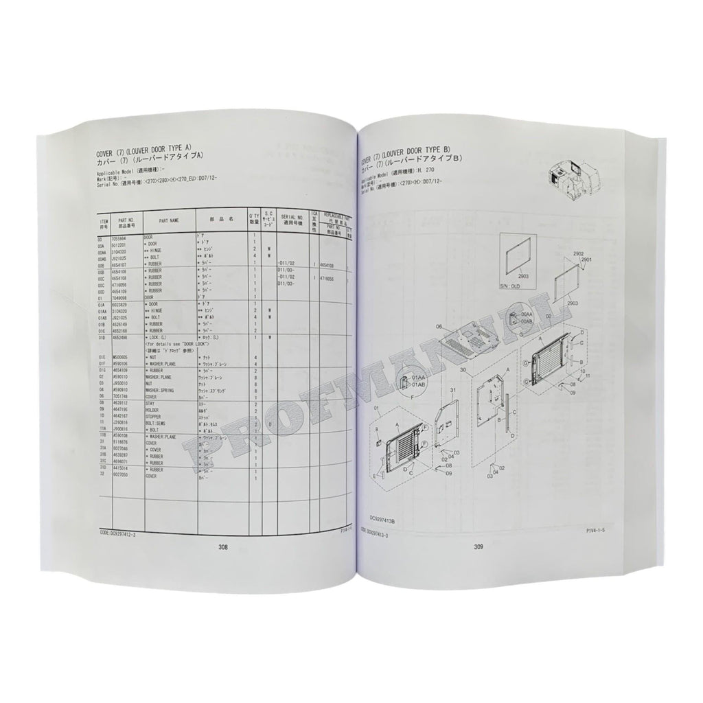 HITACHI ZAXIS ZX270-3 ZX280LCH-3 Engine Excavator Parts catalog manual