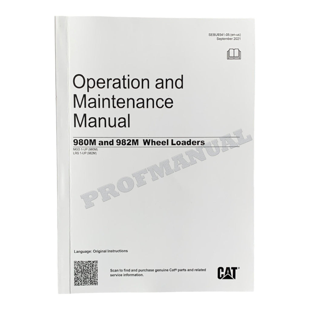 Caterpillar 980M 982M Wheel loader Operators Maintenance Manual