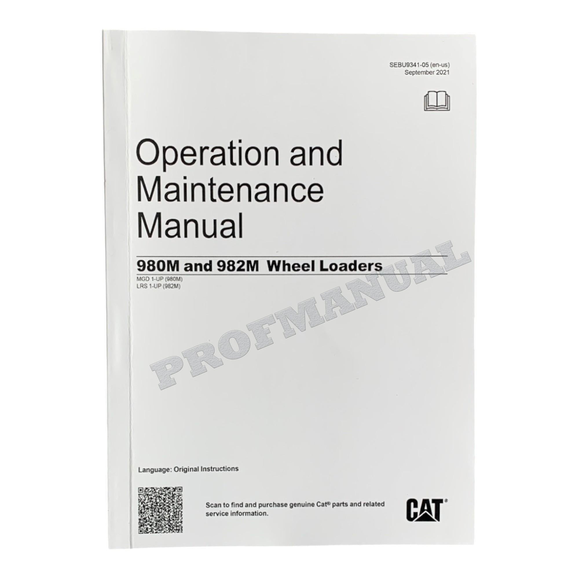 Caterpillar 980M 982M Wheel loader Operators Maintenance Manual