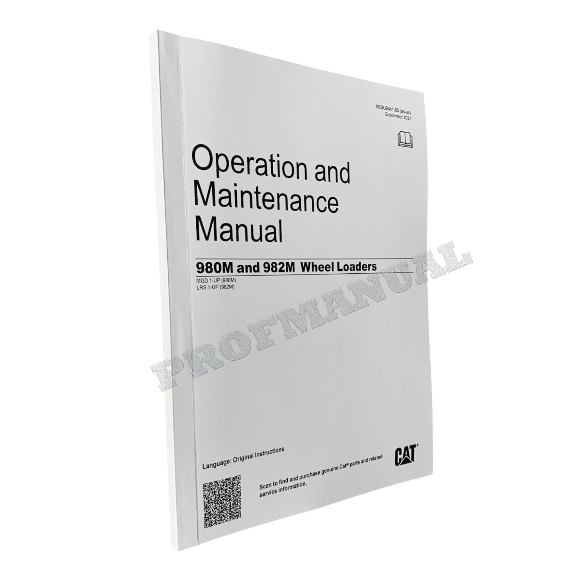 Caterpillar 980M 982M Wheel loader Operators Maintenance Manual