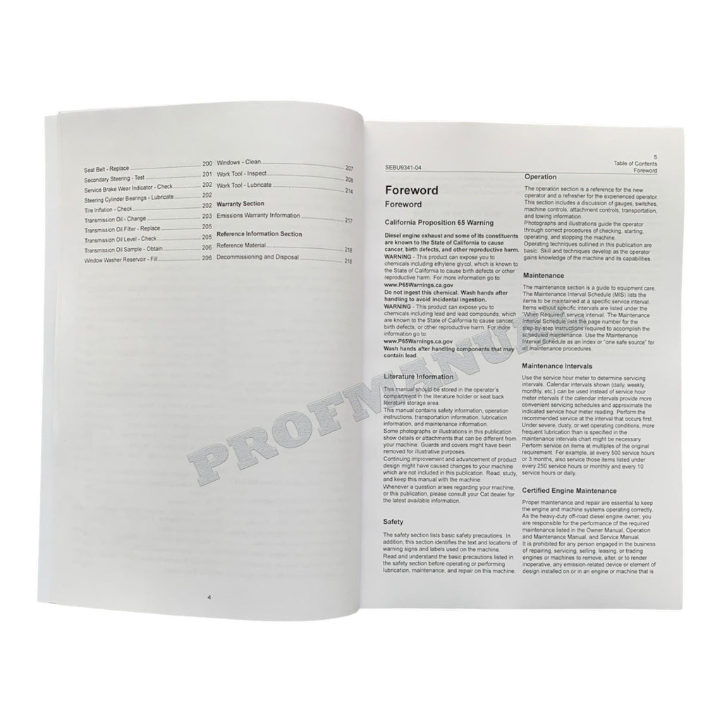 Caterpillar 980M 982M Wheel loader Operators Maintenance Manual