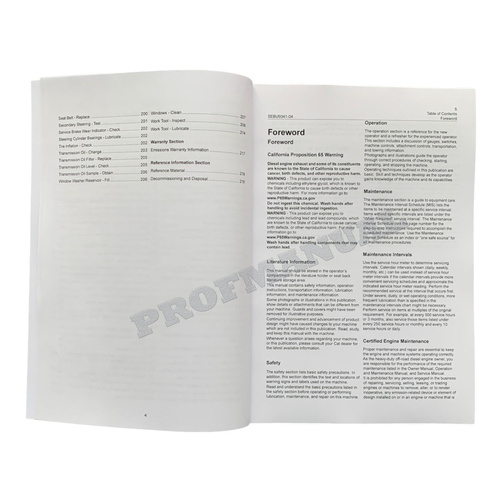 Caterpillar 980M 982M Wheel loader Operators Maintenance Manual