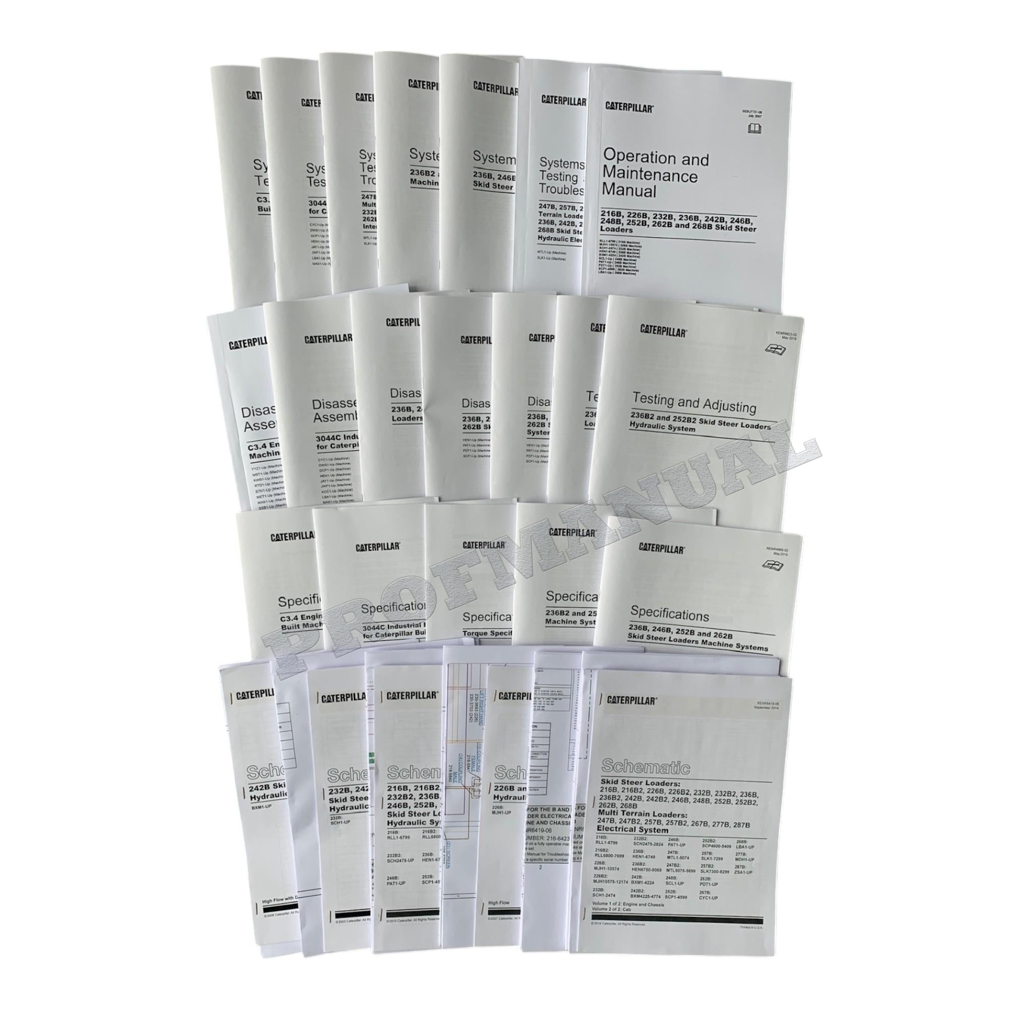 Manual de servicio del minicargador Caterpillar 236B, 236B2, 246B, 252B, 252B2 y 262B