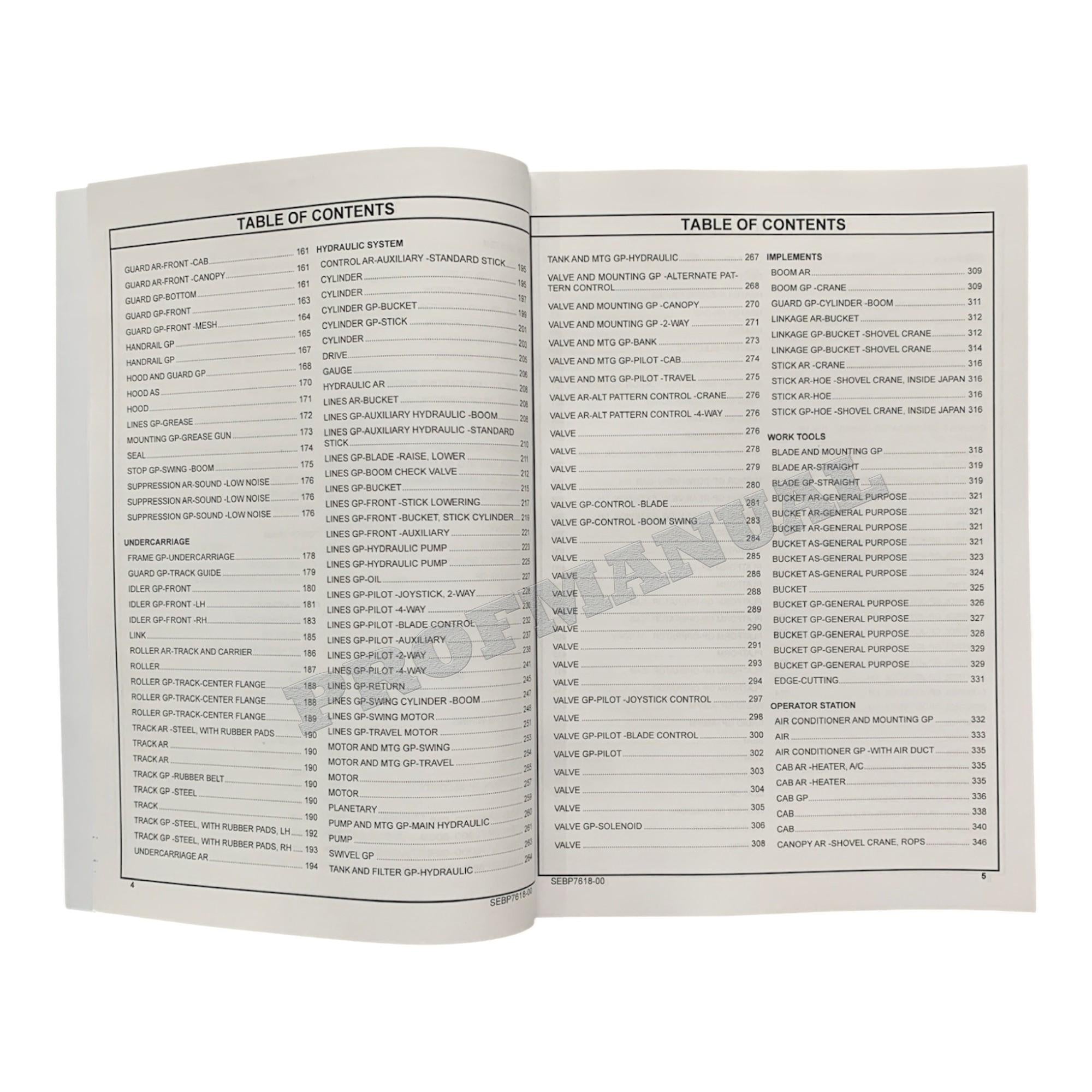 Caterpillar Cat 304E2 CR Mini Hydraulic Excavator Parts Catalog Manual