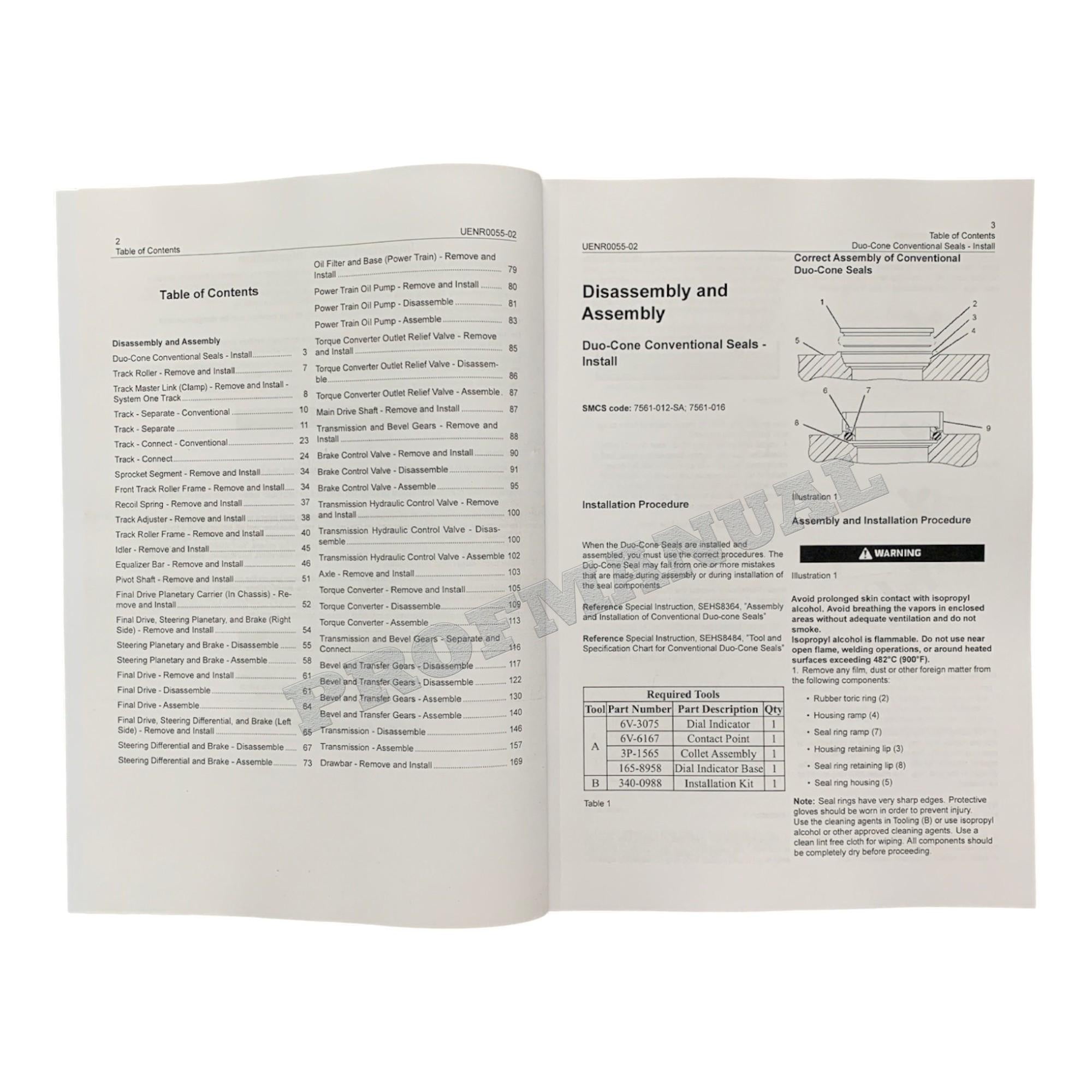 Caterpillar D6N Track Type Tractor Power Train Manual Disassembly Assem UENR0055
