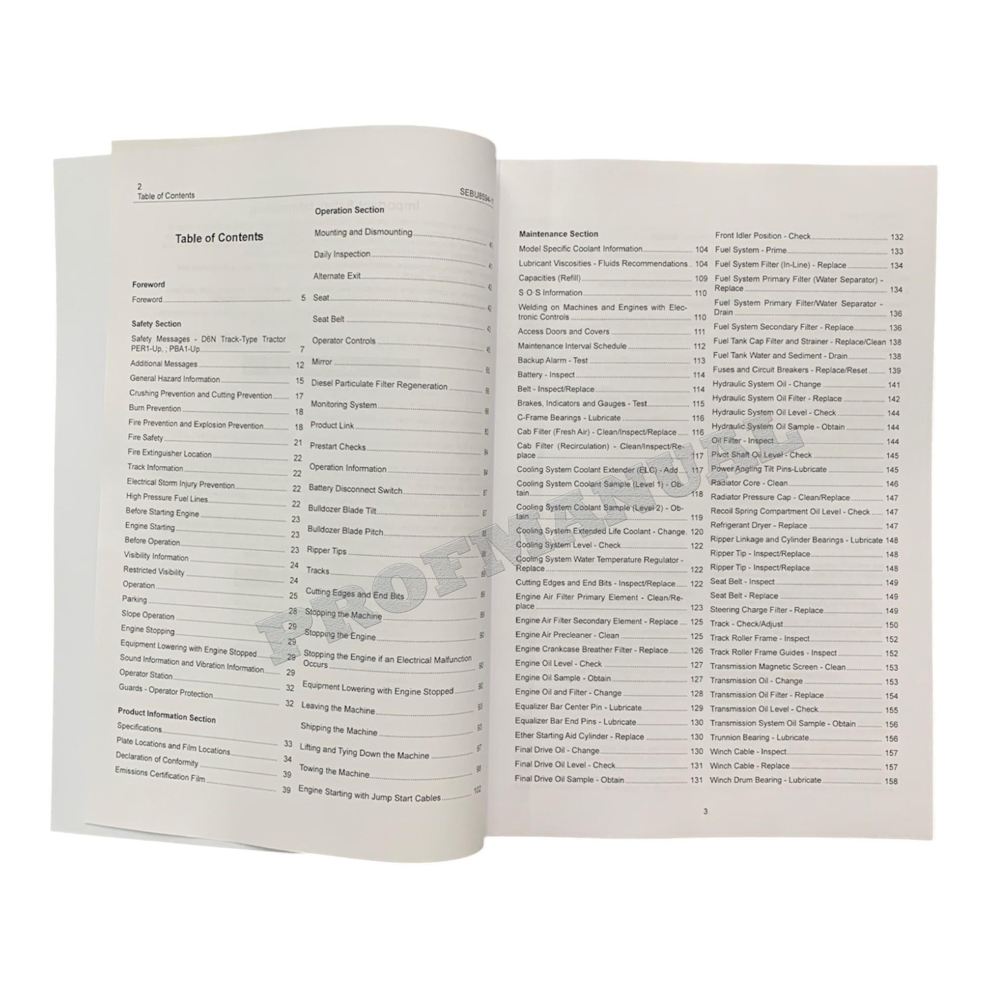 Caterpillar D6N Track Type Tractor Operators Maintenance Manual SEBU85941