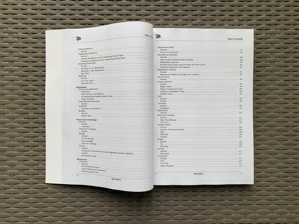 JCB JZ140 T4i JZ141 T4F Excavator Operators Manual