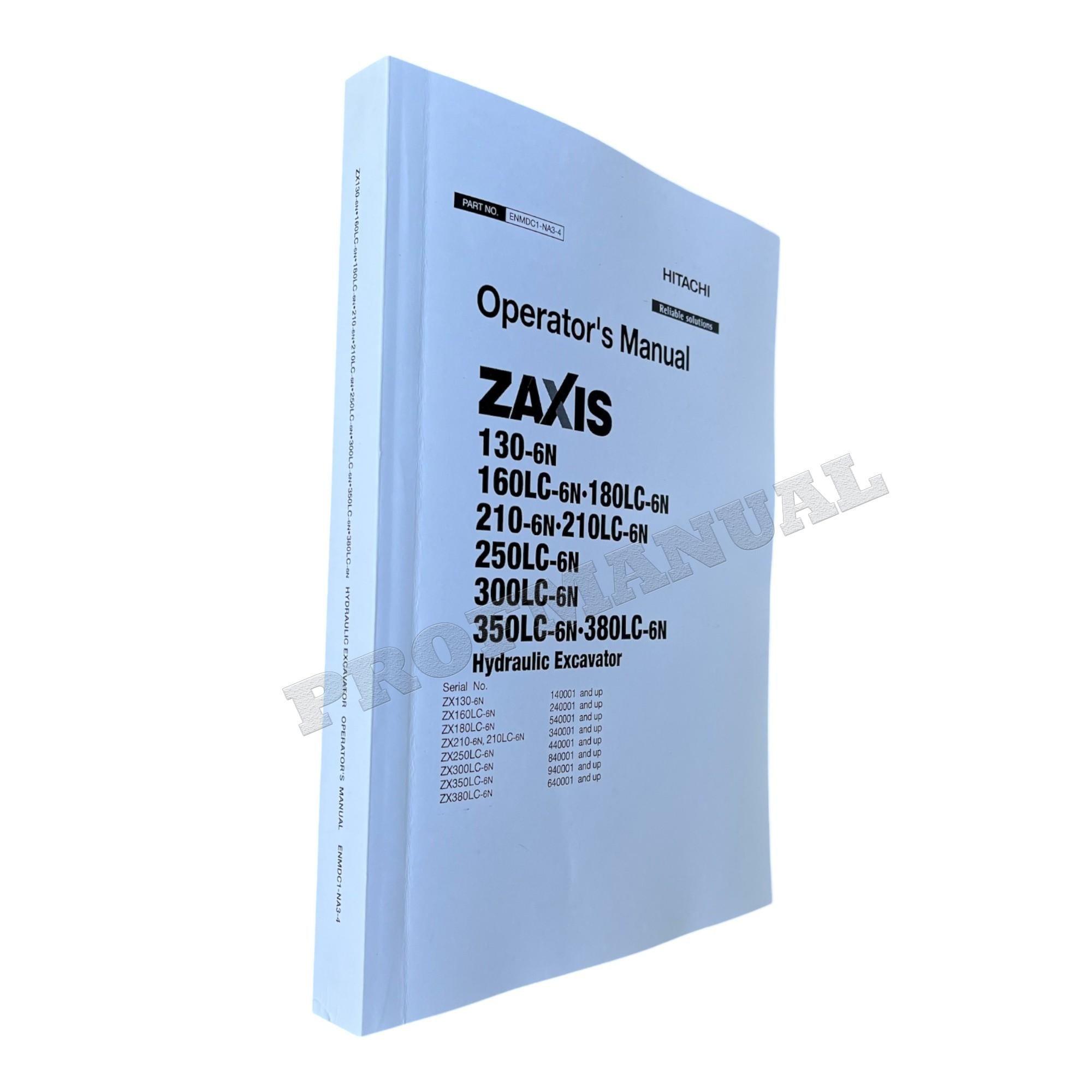 HITACHI 130-6N 160LC-6N 180LC-6N 210-6N 210LC-6N EXCAVATOR OPERATORS MANUAL