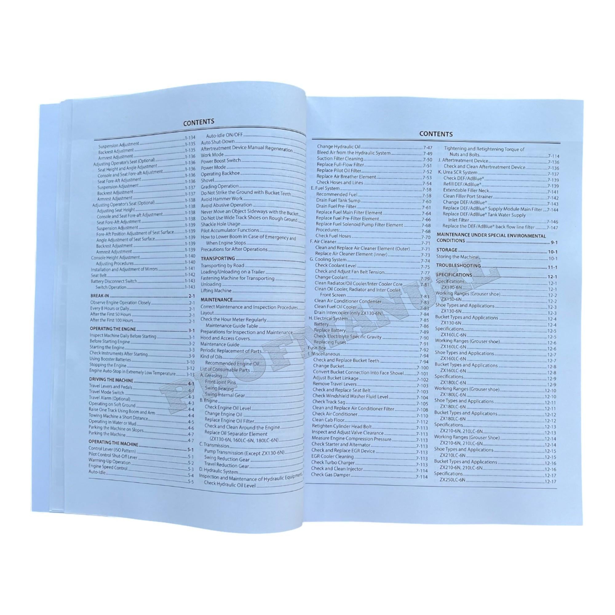 HITACHI 130-6N 160LC-6N 180LC-6N 210-6N 210LC-6N EXCAVATOR OPERATORS MANUAL