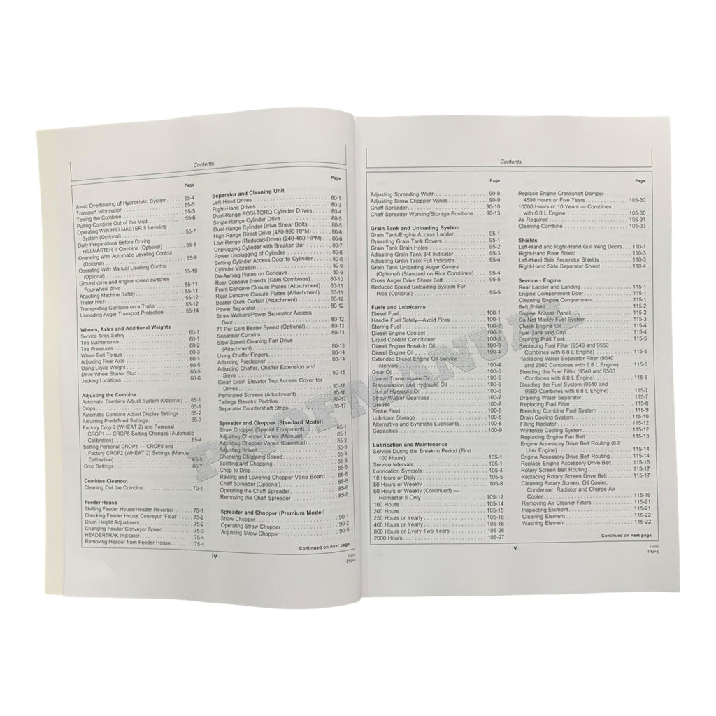 JOHN DEERE 9540 9560 9580 9640 9660 9680 MANUAL DEL OPERADOR DE LA COSECHADORA