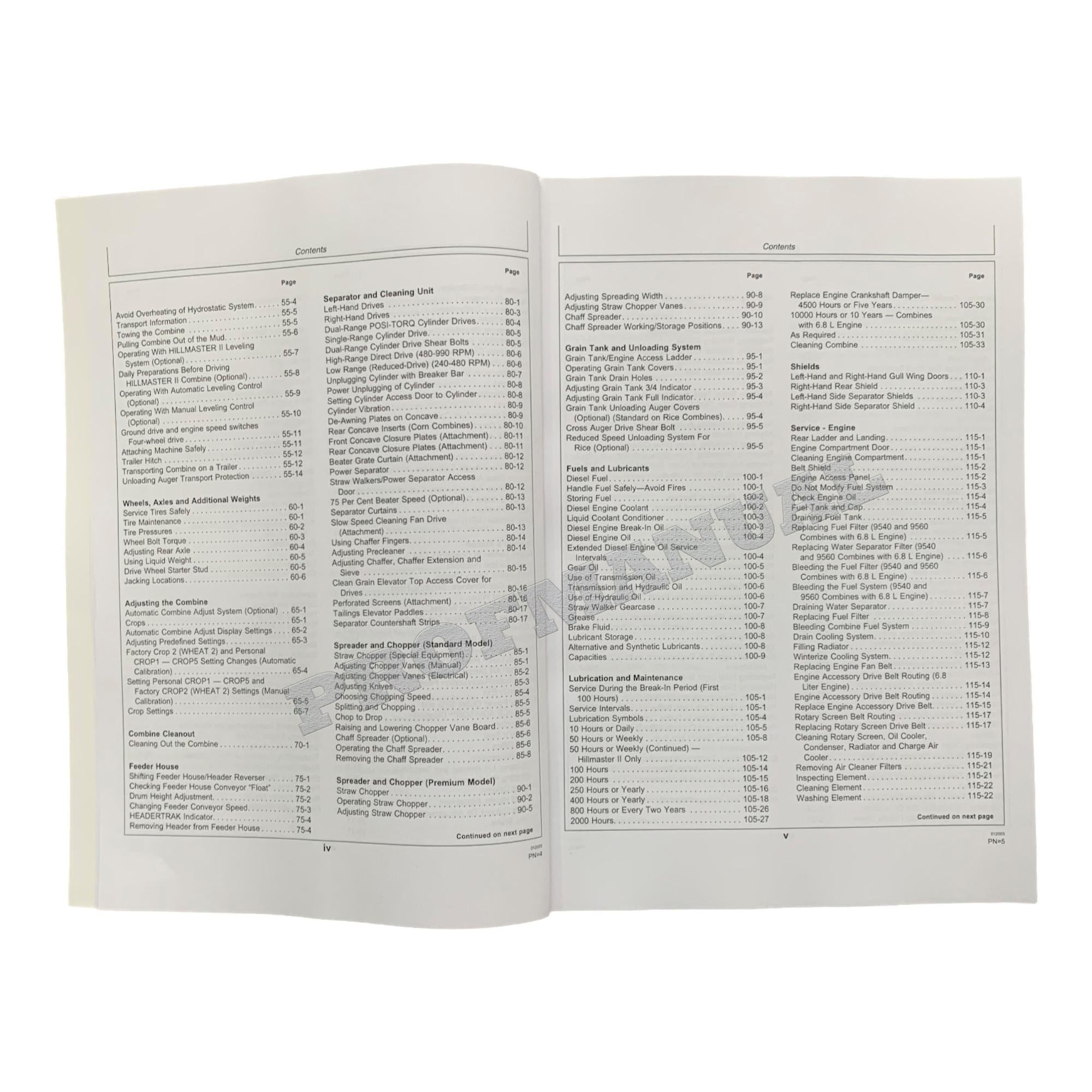 JOHN DEERE 9540 9560 9580 9640 9660 9680 MANUAL DEL OPERADOR DE LA COSECHADORA