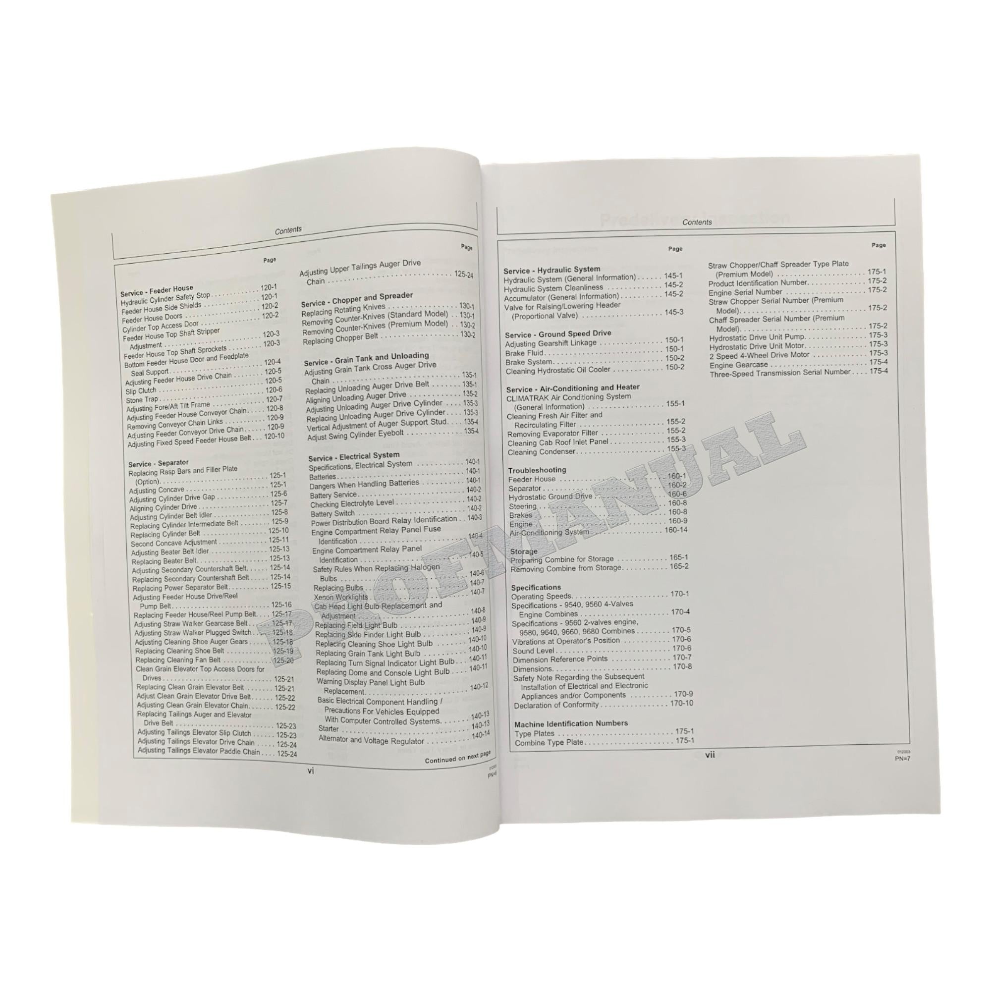 JOHN DEERE 9540 9560 9580 9640 9660 9680 MANUAL DEL OPERADOR DE LA COSECHADORA