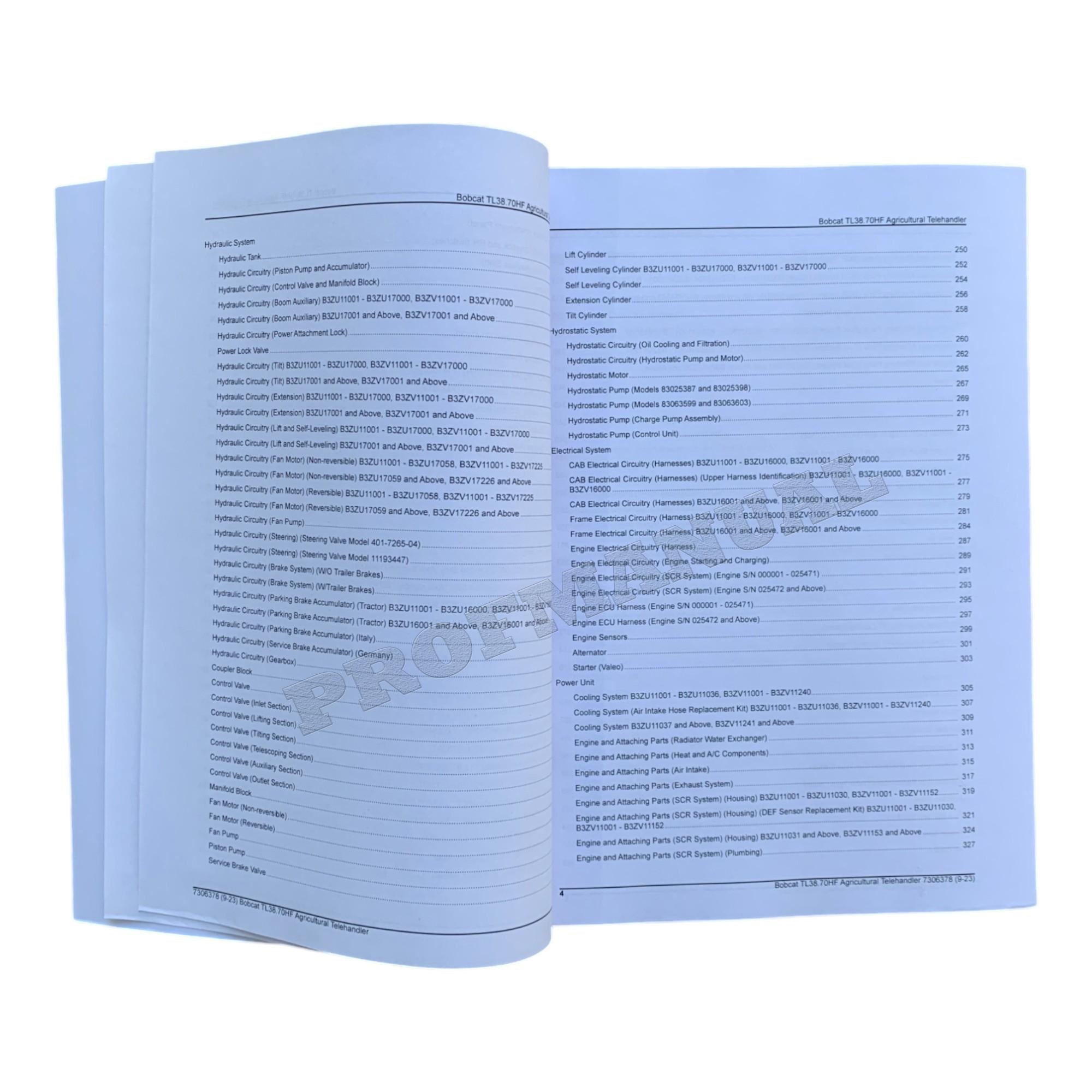 Catálogo de piezas del manipulador telescópico Bobcat TL38.70HF Manual B3ZU11001- B3ZV11001-