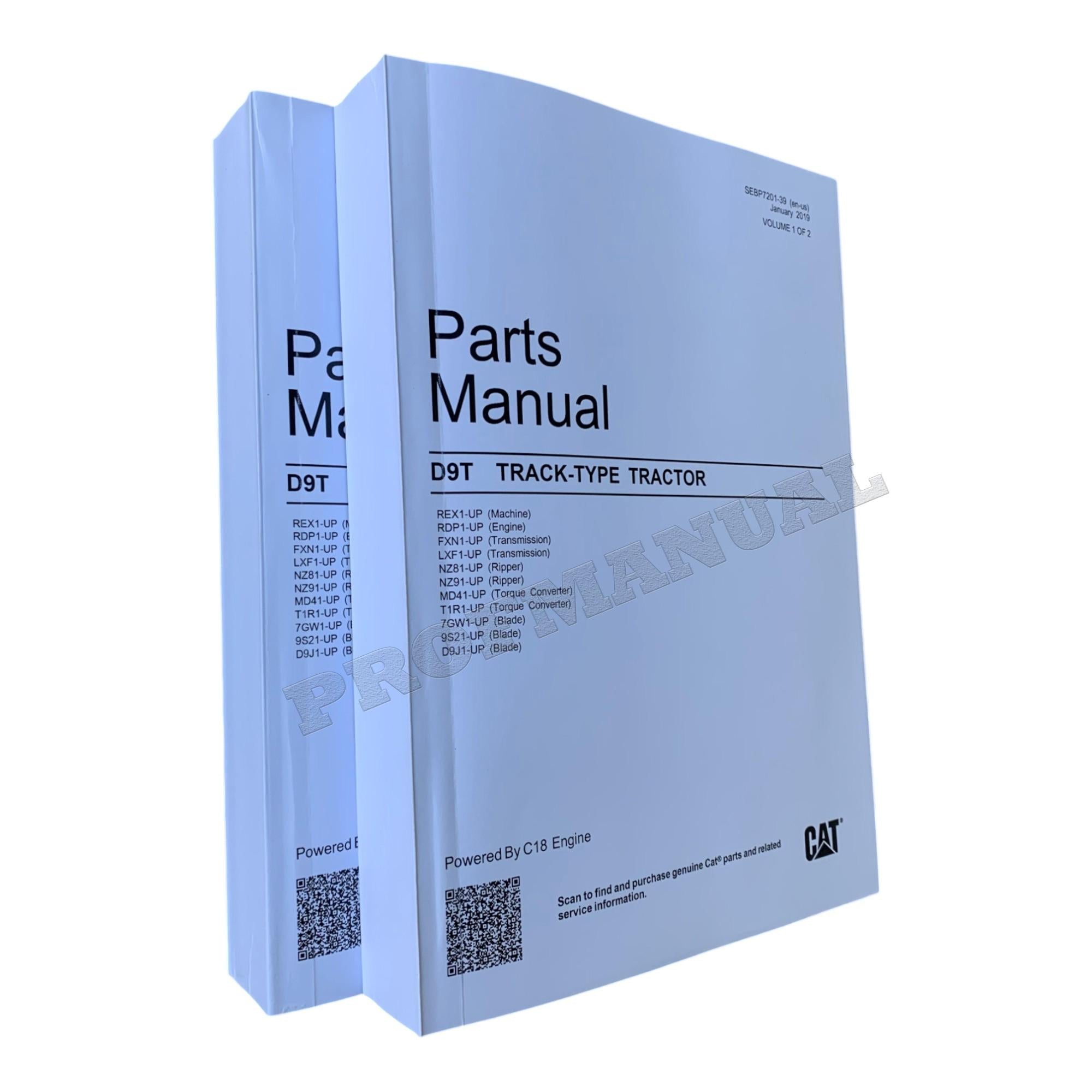 Caterpillar Cat D9T Track Type Tractor Parts Catalog Manual SEBP7201