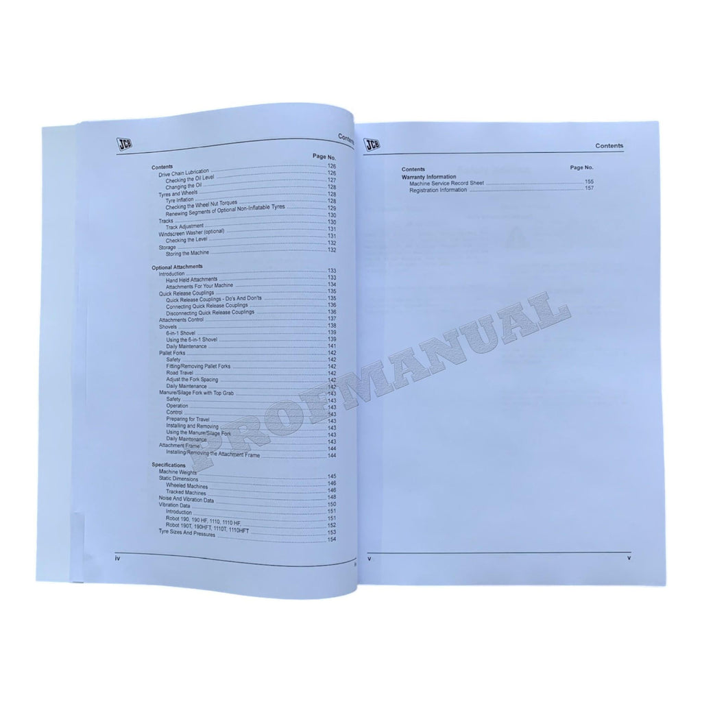 JCB ROBOT 1110 1110HF 1110T 1110THF Skid Steer Loader Operators Manual 980_4360