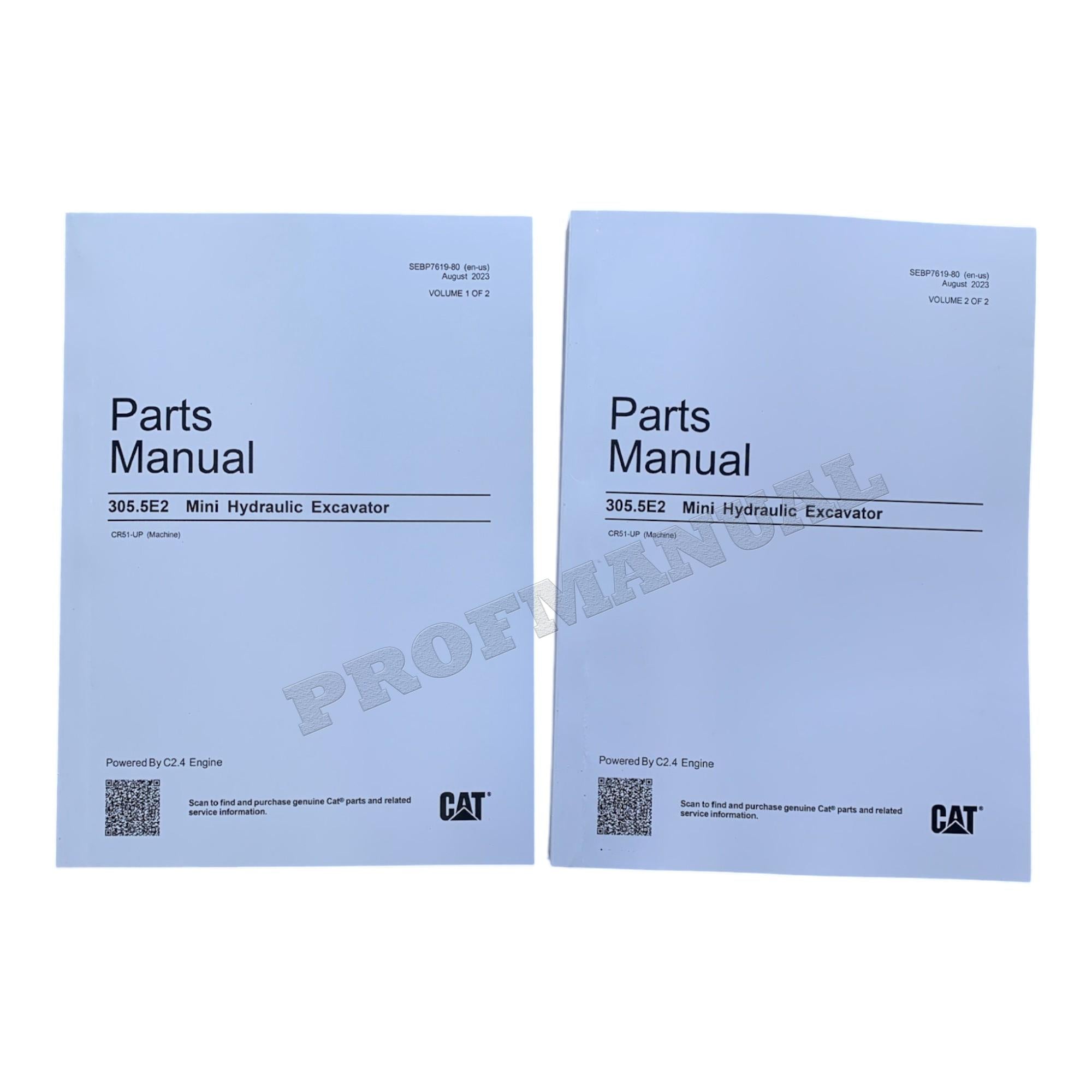 Caterpillar Cat 305.5E2 Mini Hydraulic Excavator Parts Catalog Manual CR51-Up