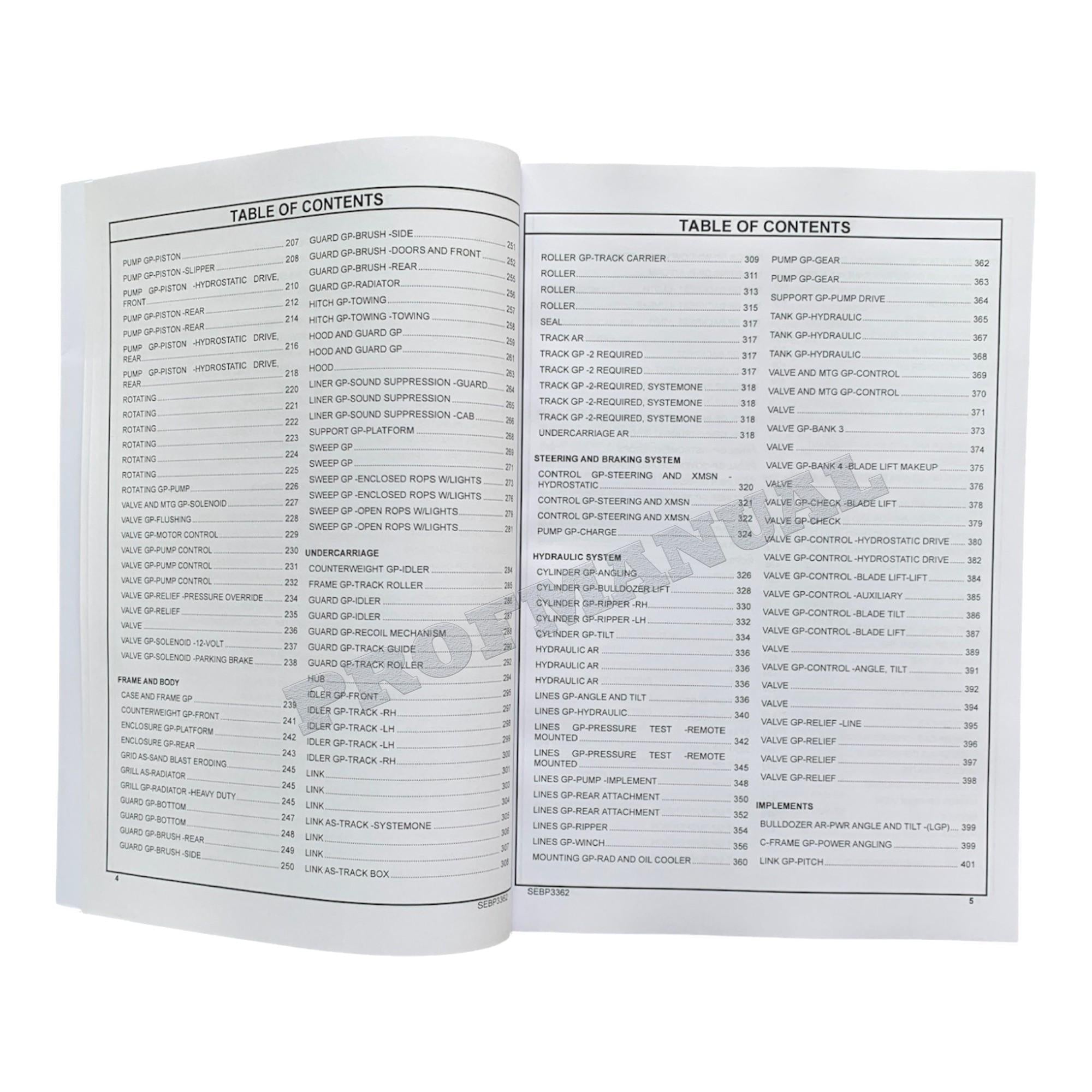 Caterpillar Cat D4G XL LGP Track Type Tractor Parts Catalog Manual SEBP3362