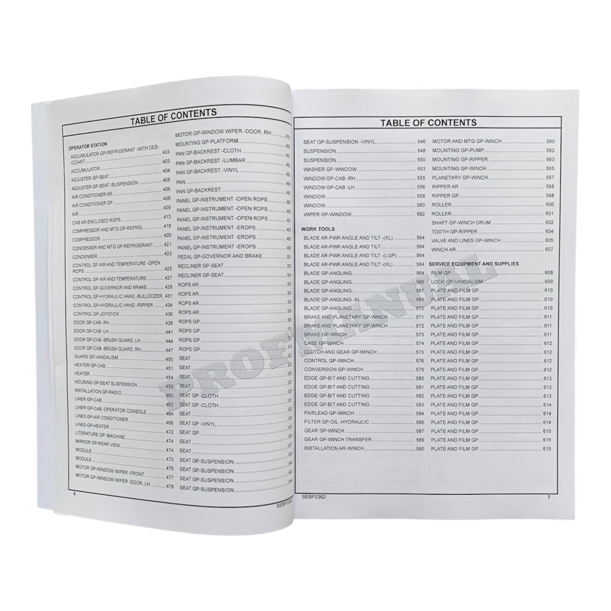 Caterpillar Cat D4G XL LGP Track Type Tractor Parts Catalog Manual SEBP3362