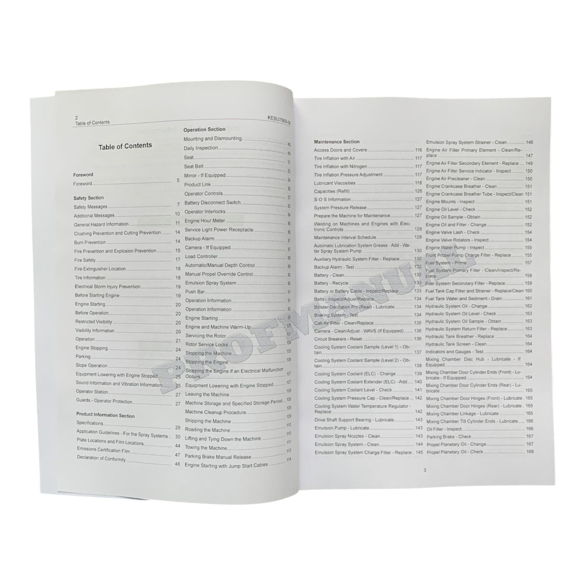 Caterpillar Cat RM 300 Soil Stabilizer Operators Maintenance Manual