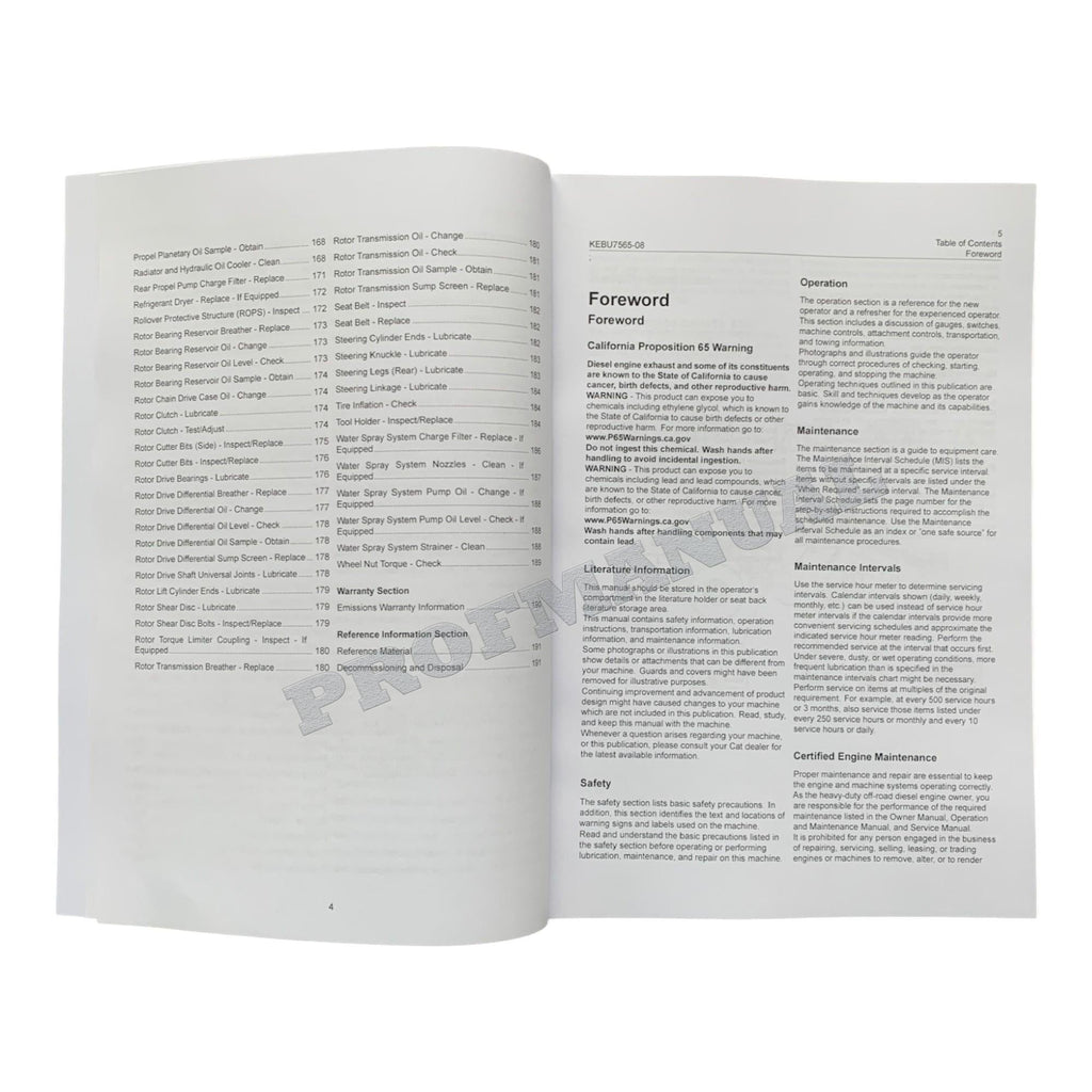 Caterpillar Cat RM 300 Soil Stabilizer Operators Maintenance Manual