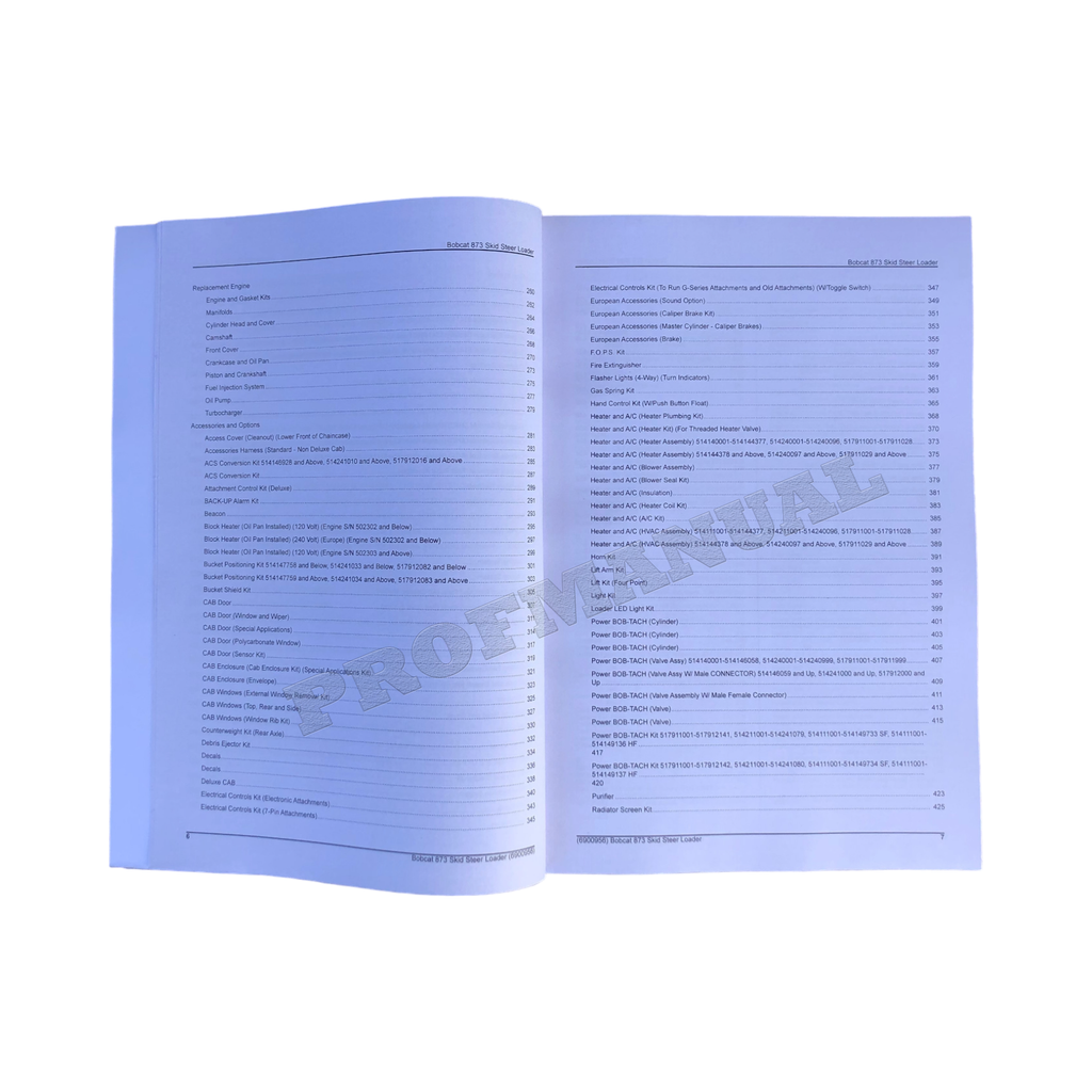 Bobcat 873 Skid Steer Loader Parts Catalog Manual 514140001- 514240001-