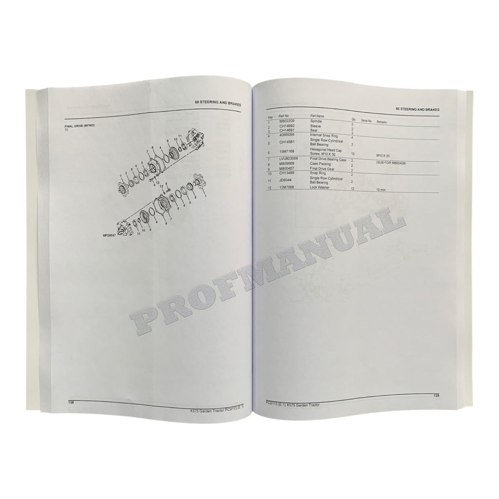 MANUAL DEL CATÁLOGO DE PIEZAS DEL TRACTOR JOHN DEERE X575