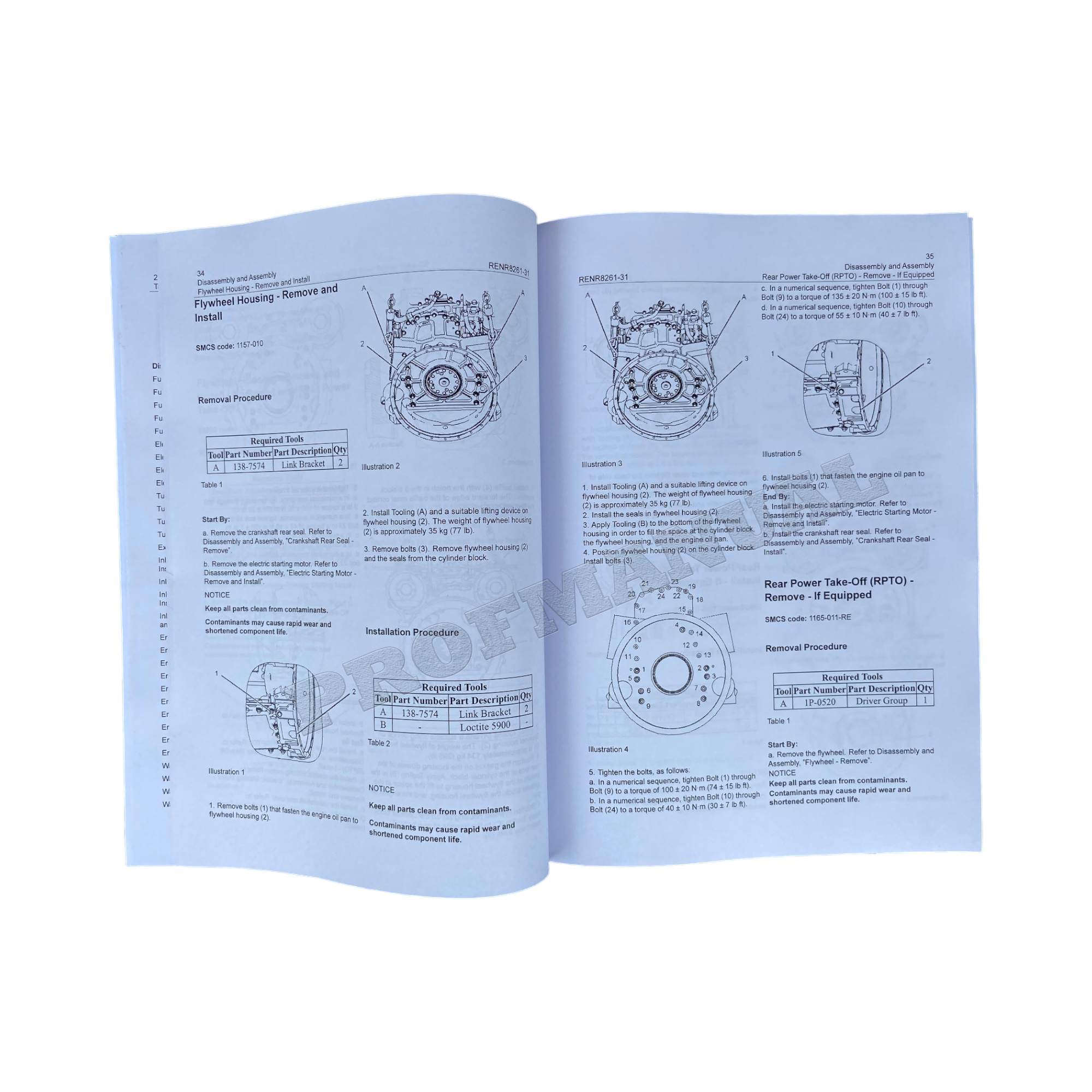 Caterpillar C15 C18 ENGINE Built Machine Manual Disassembly Assembly RENR8261