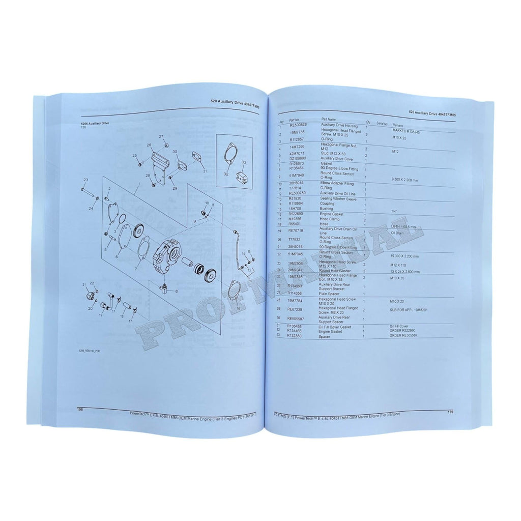 John Deere PowerTech 4.5L 4045TFM85 Marine Engine Parts Catalog Manual