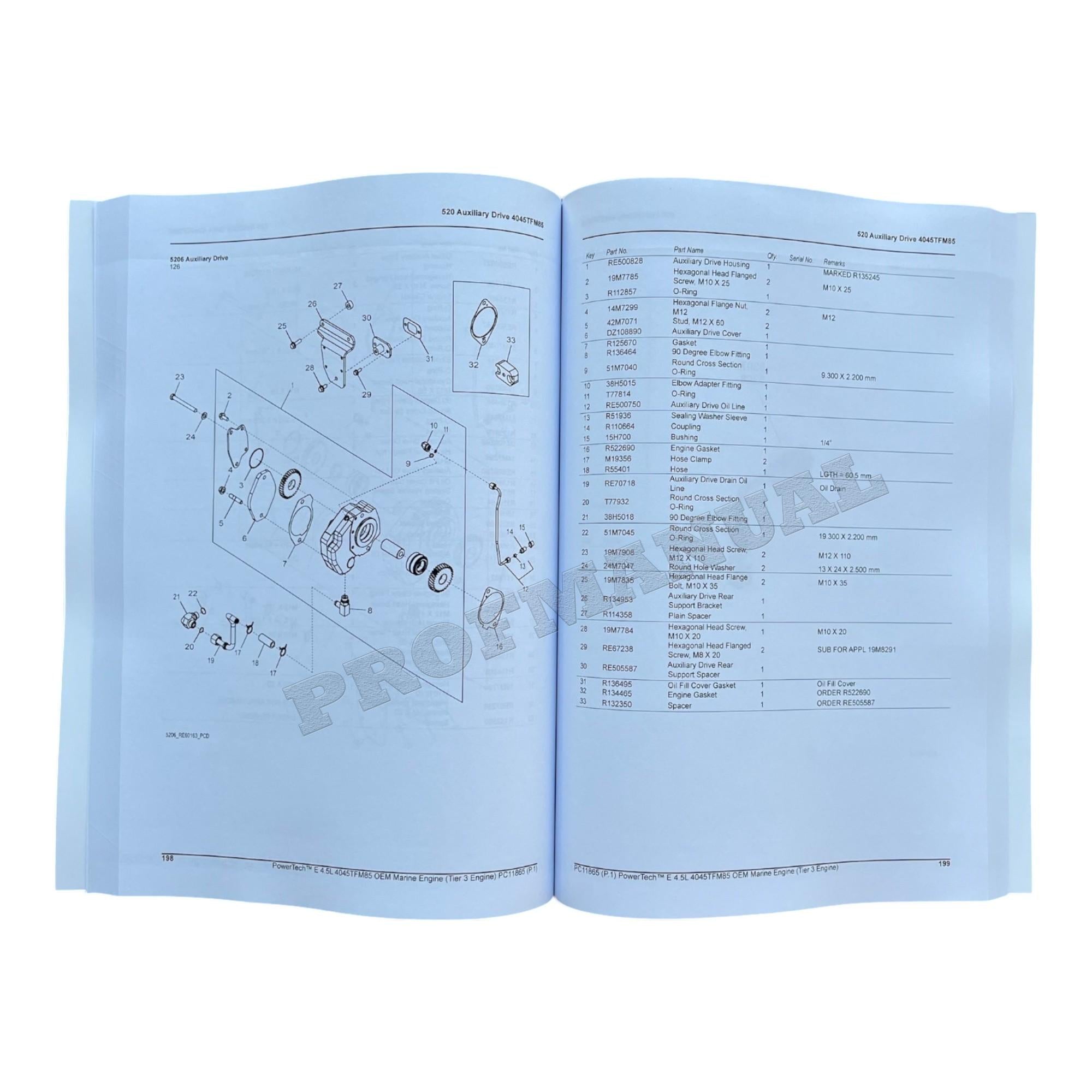 John Deere PowerTech 4.5L 4045TFM85 Marine Engine Parts Catalog Manual