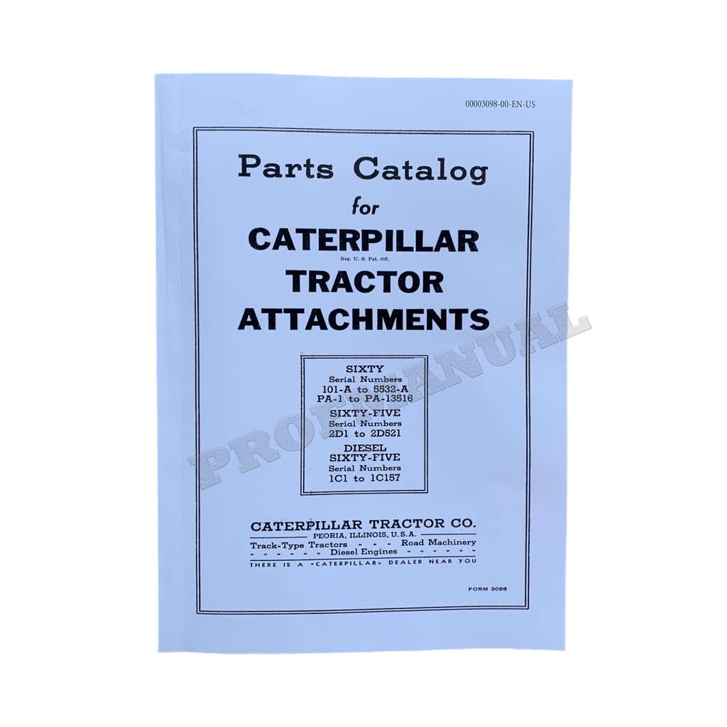 Manual del catálogo de piezas de la máquina Caterpillar Cat Tractor Attachment Sixty Sixty Five
