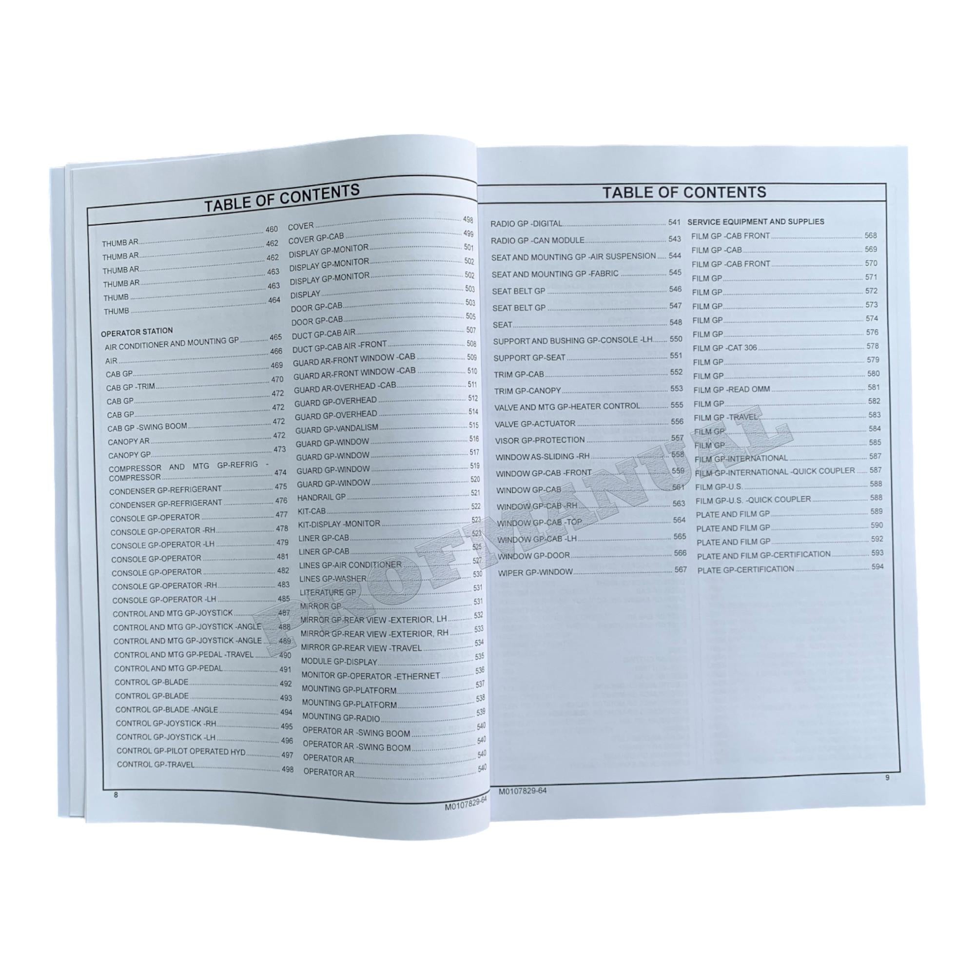 Caterpillar Cat 306 CR Mini Hydraulic Excavator Parts Catalog Manual ser 6G61-UP