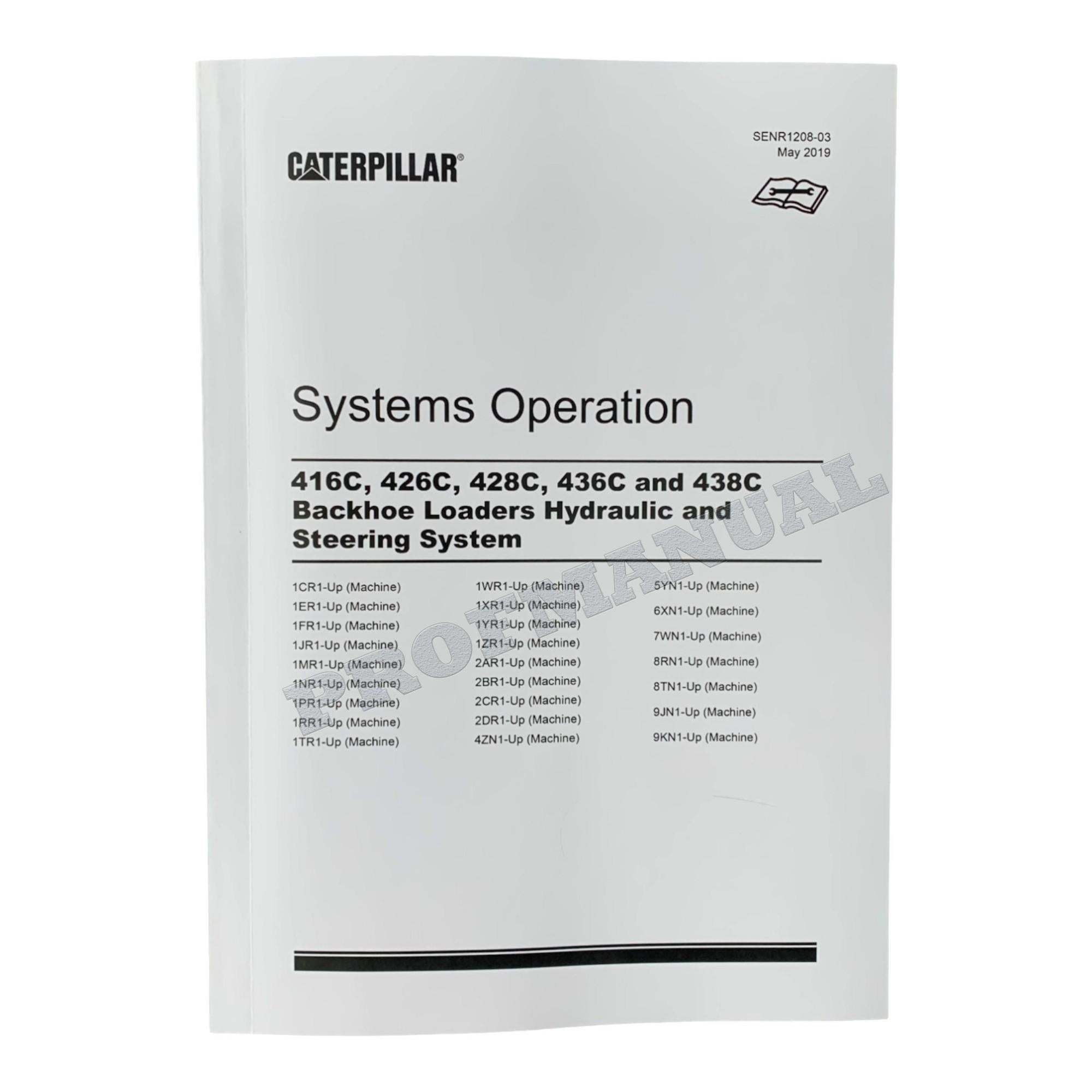 Manual de servicio de dirección hidráulica de retroexcavadoras Caterpillar 416C, 426C, 428C y 436C (4 libros)
